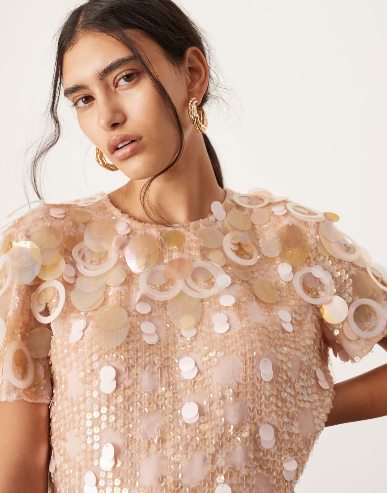 ASOS EDITION embellished disc boxy tshirt co - ord in pink - ASOS Sample Sale EU Store