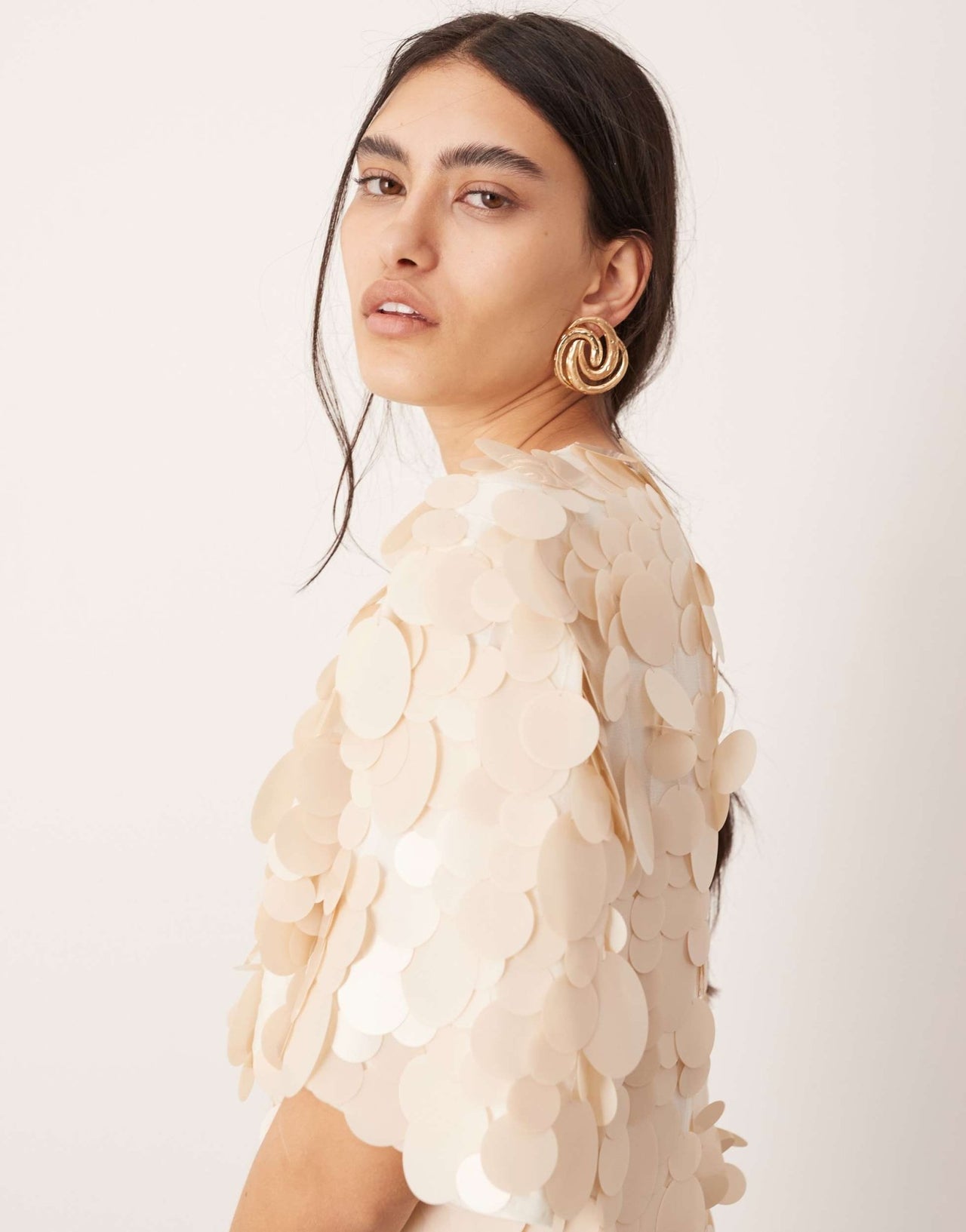 ASOS EDITION embellished matte disc sequin tshirt mini dress in off white - ASOS Sample Sale EU Store