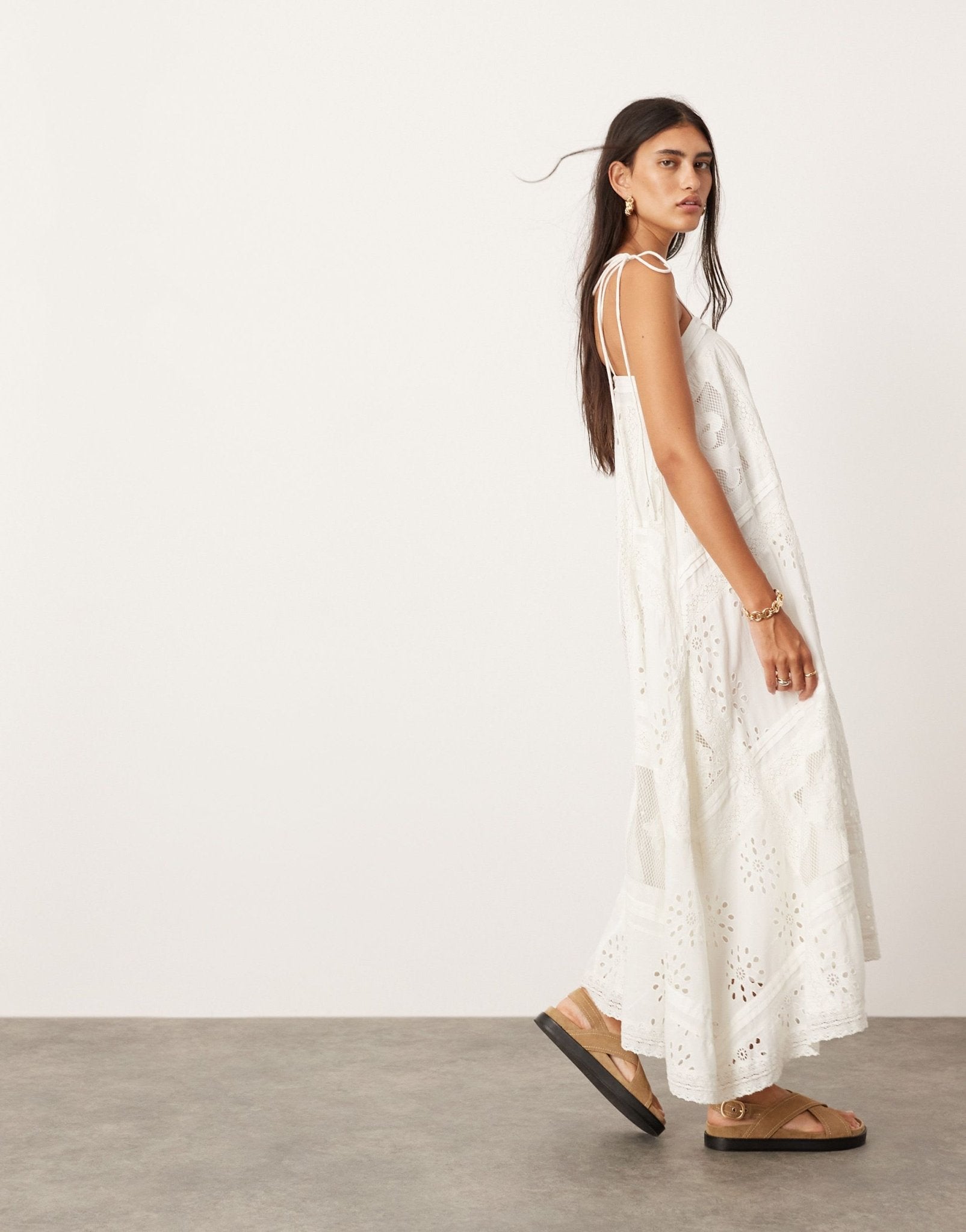 ASOS EDITION embroidered cami hanky hem midi dress in white - ASOS Sample Sale EU Store