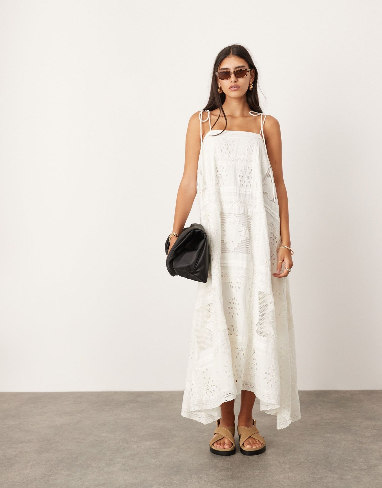 ASOS EDITION embroidered cami hanky hem midi dress in white - ASOS Sample Sale EU Store