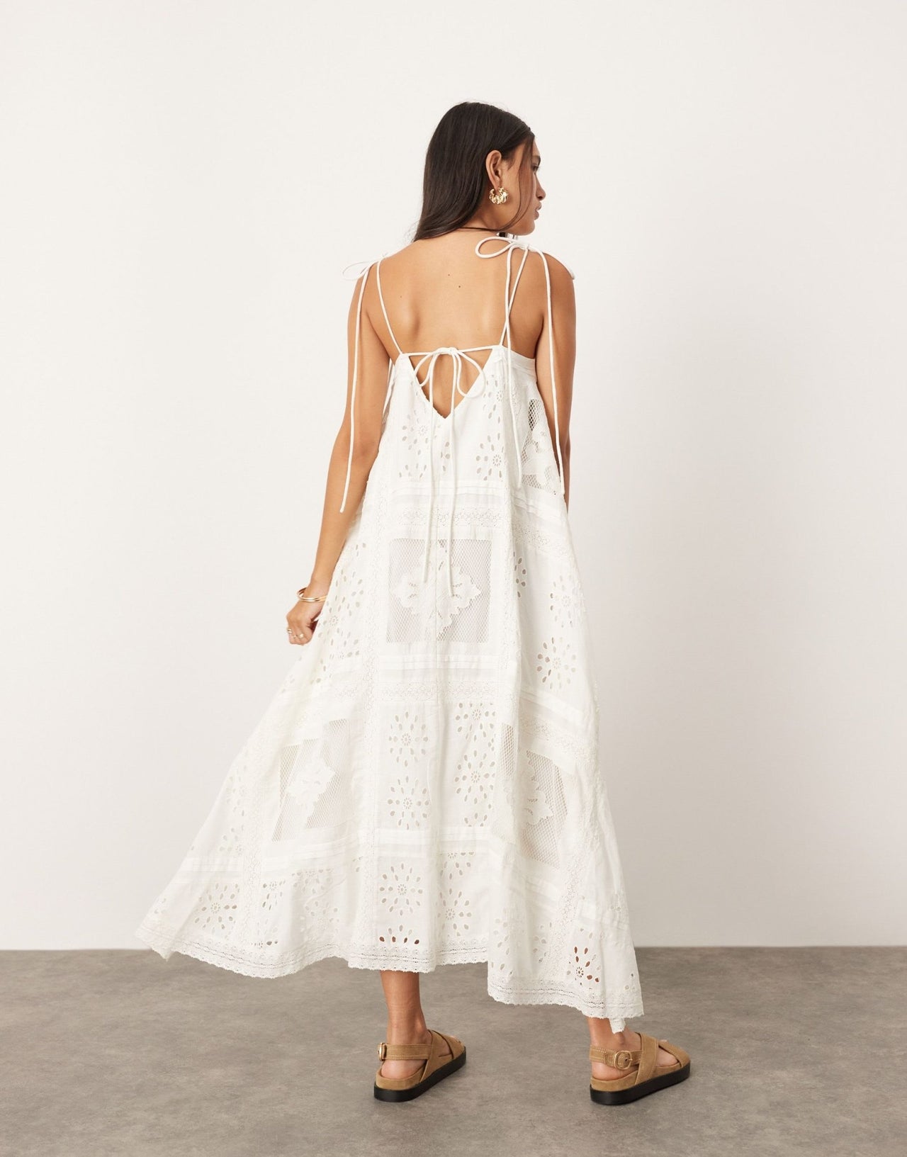 ASOS EDITION embroidered cami hanky hem midi dress in white - ASOS Sample Sale EU Store