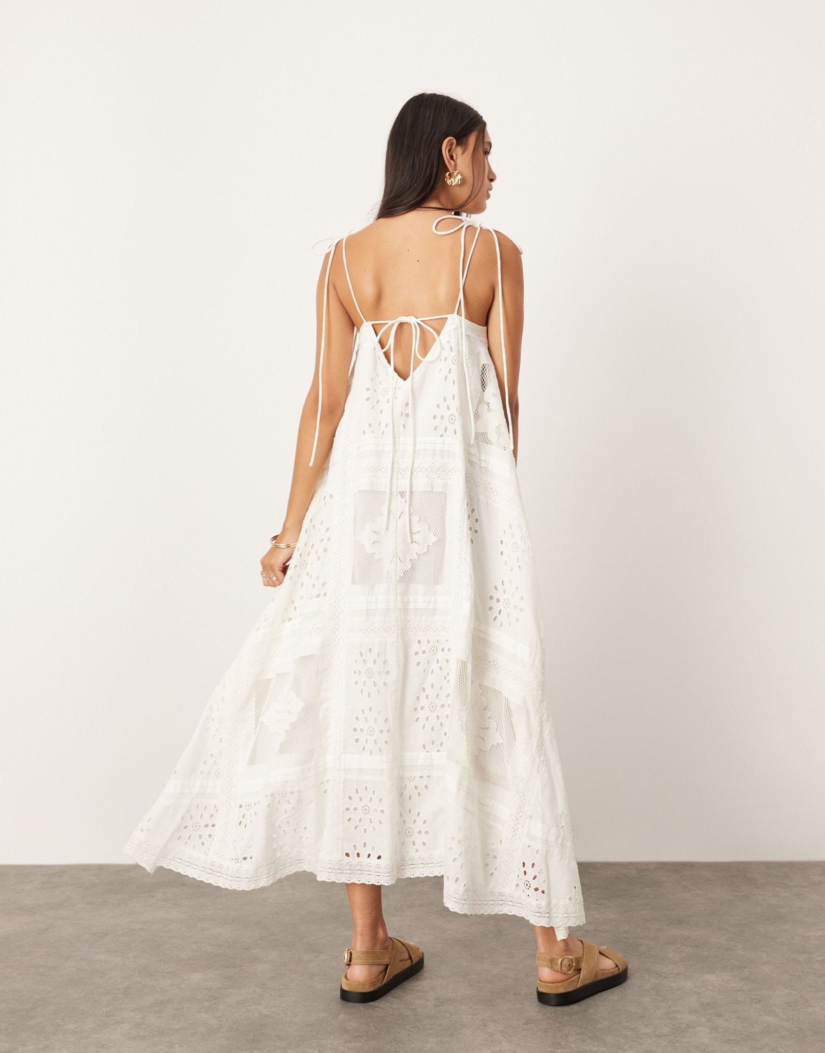 ASOS EDITION embroidered cami hanky hem midi dress in white - ASOS Sample Sale EU Store