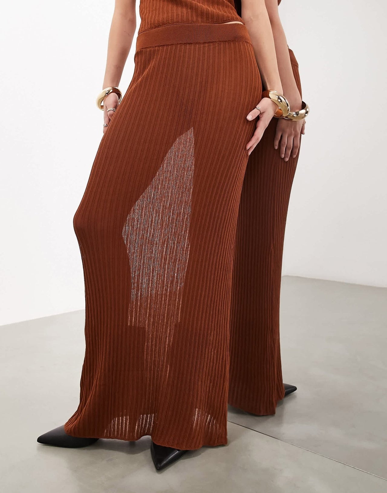 ASOS EDITION fine knit sheer maxi skirt co - ord in rust - ASOS Sample Sale EU Store