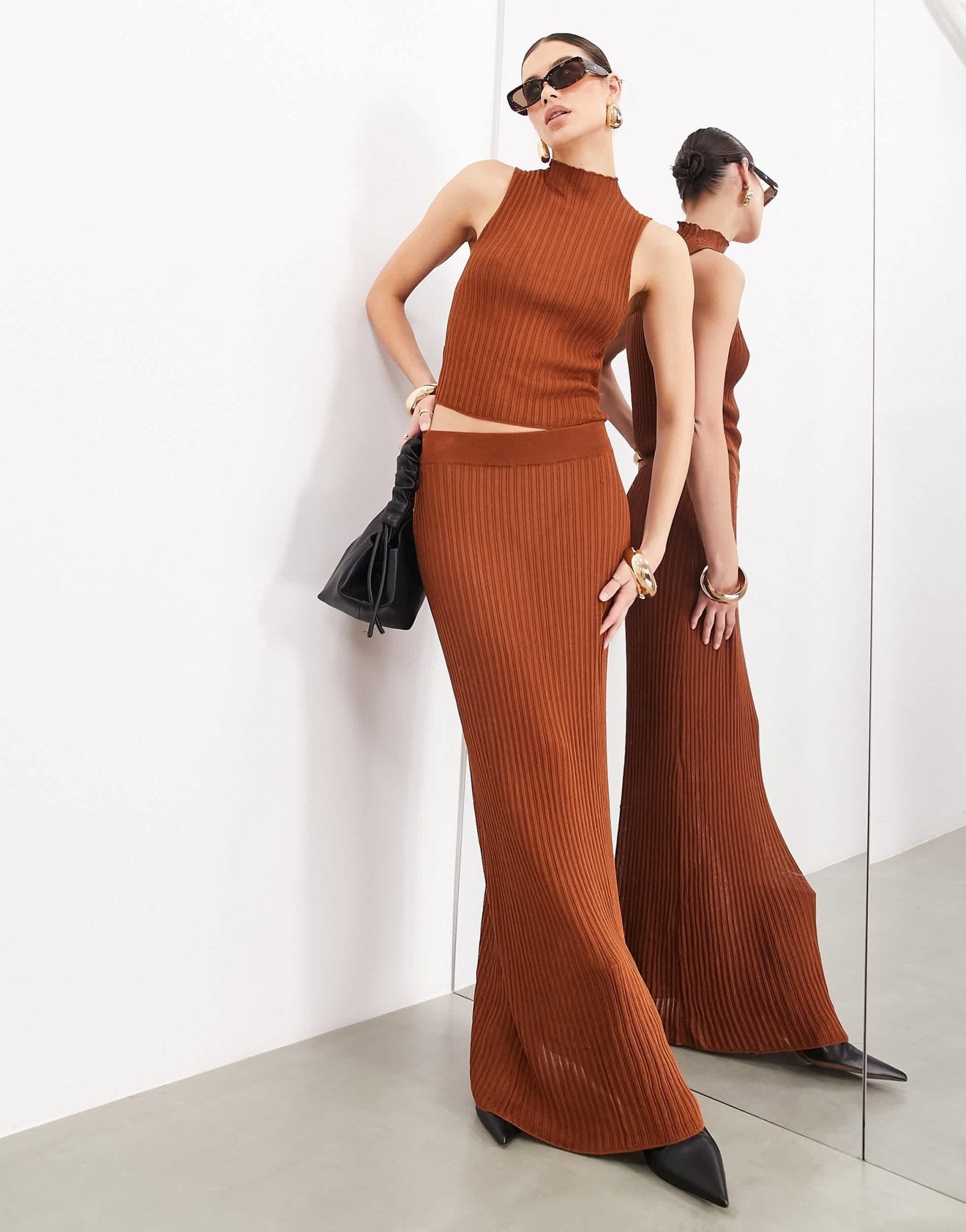 ASOS EDITION fine knit sheer maxi skirt co - ord in rust - ASOS Sample Sale EU Store