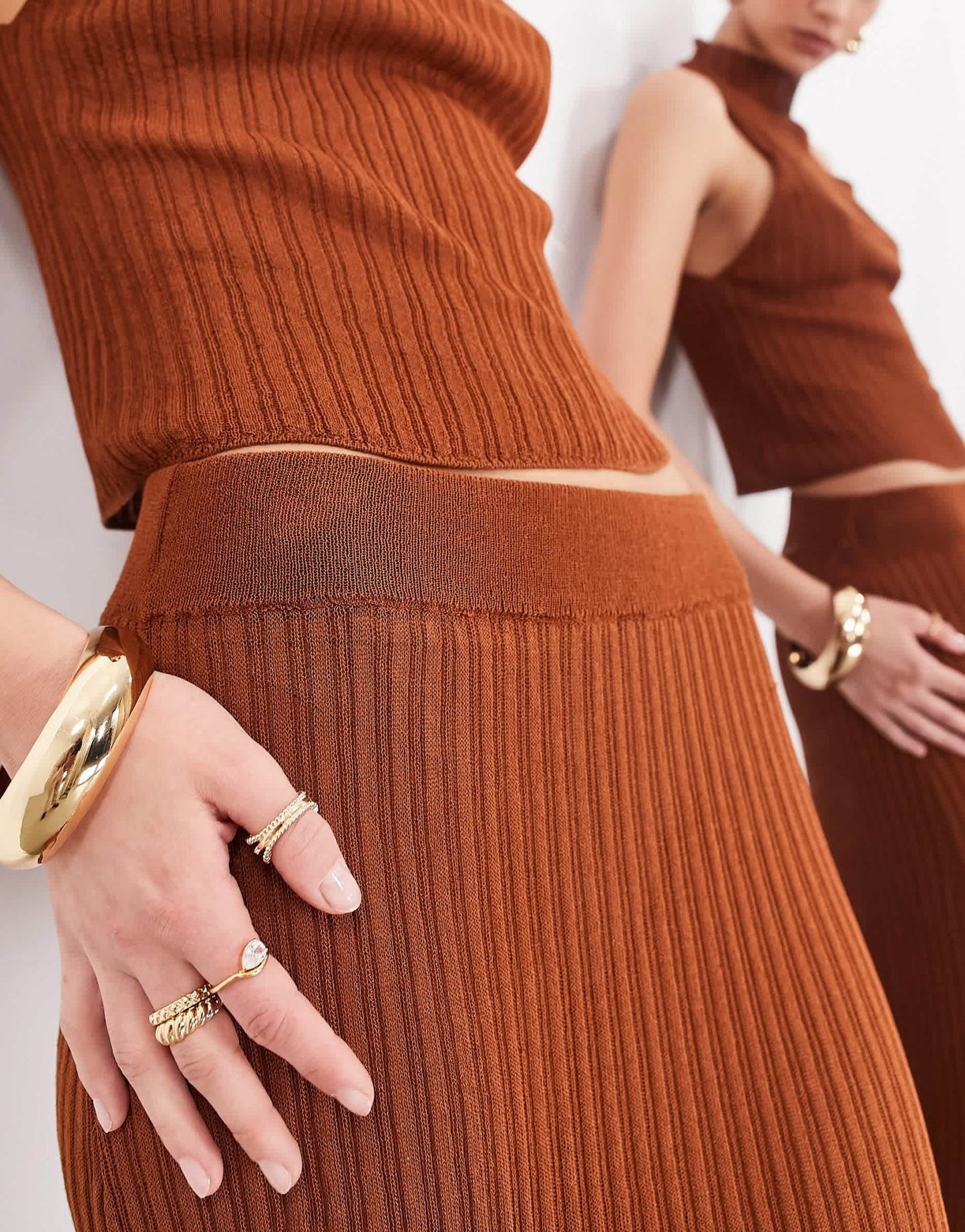 ASOS EDITION fine knit sheer maxi skirt co - ord in rust - ASOS Sample Sale EU Store