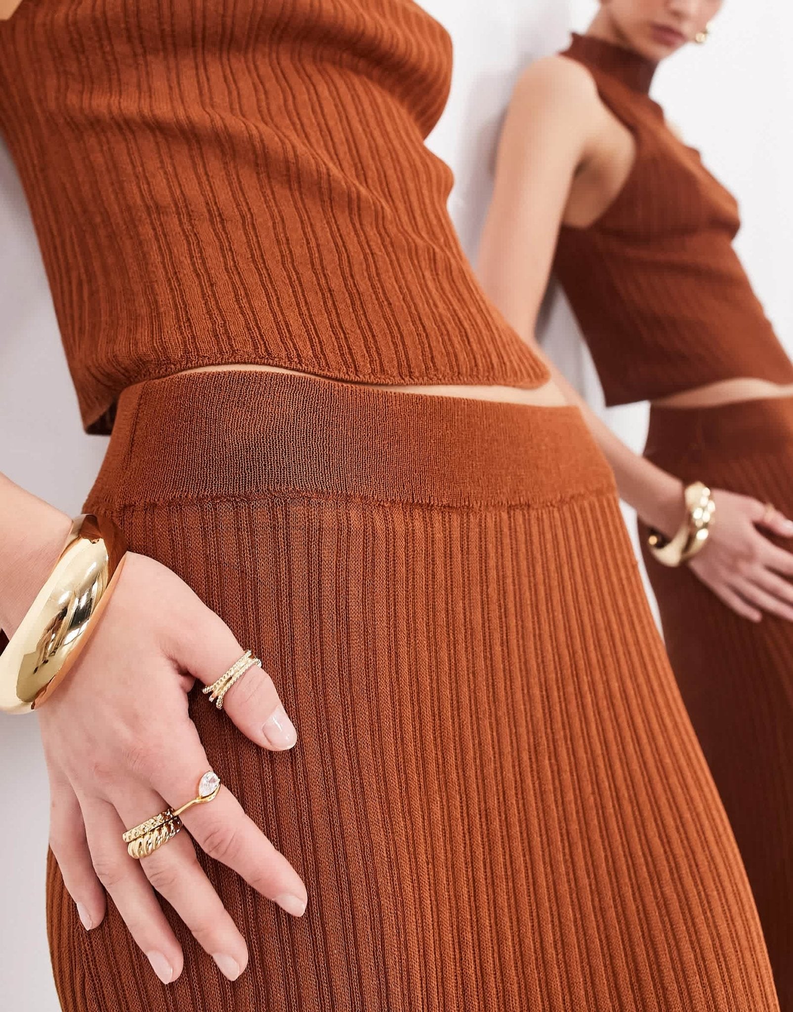 ASOS EDITION fine knit sheer maxi skirt co - ord in rust - ASOS Sample Sale EU Store