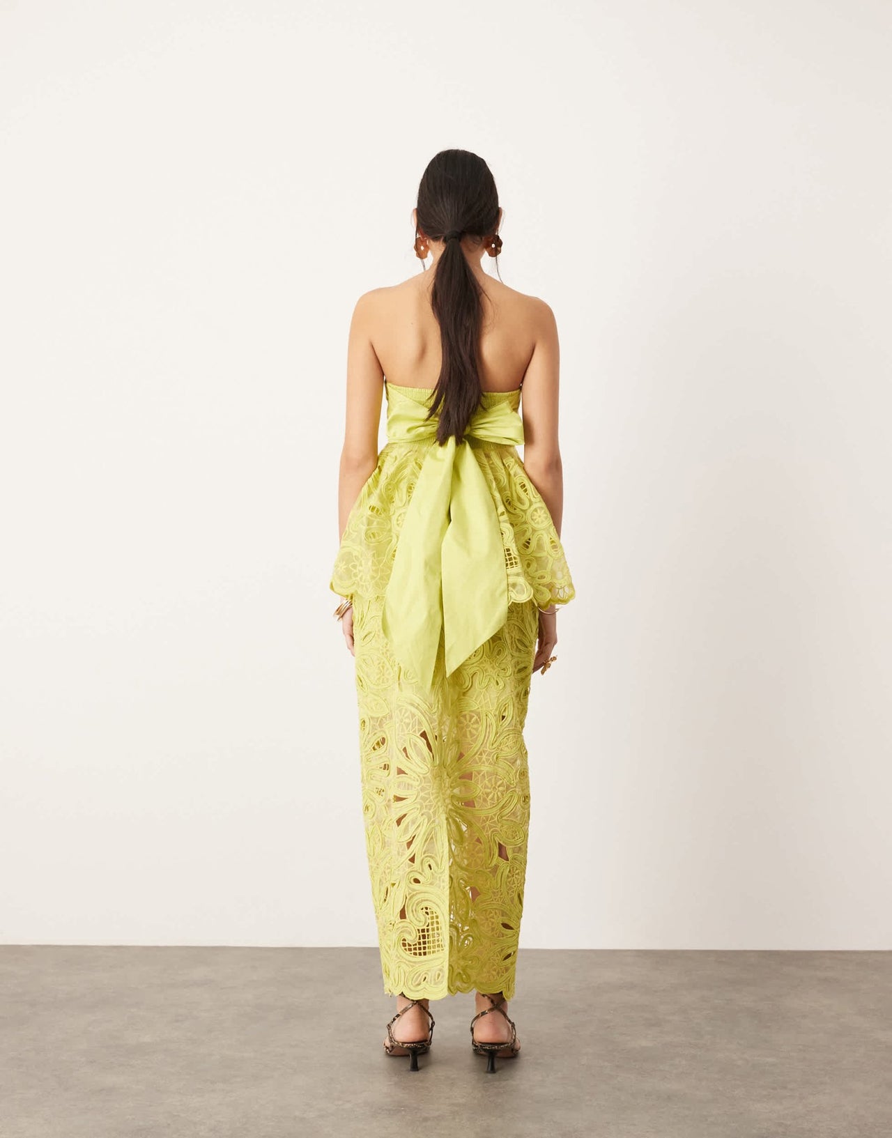 ASOS EDITION floral cornelli column midi skirt co - ord in lime - ASOS Sample Sale EU Store