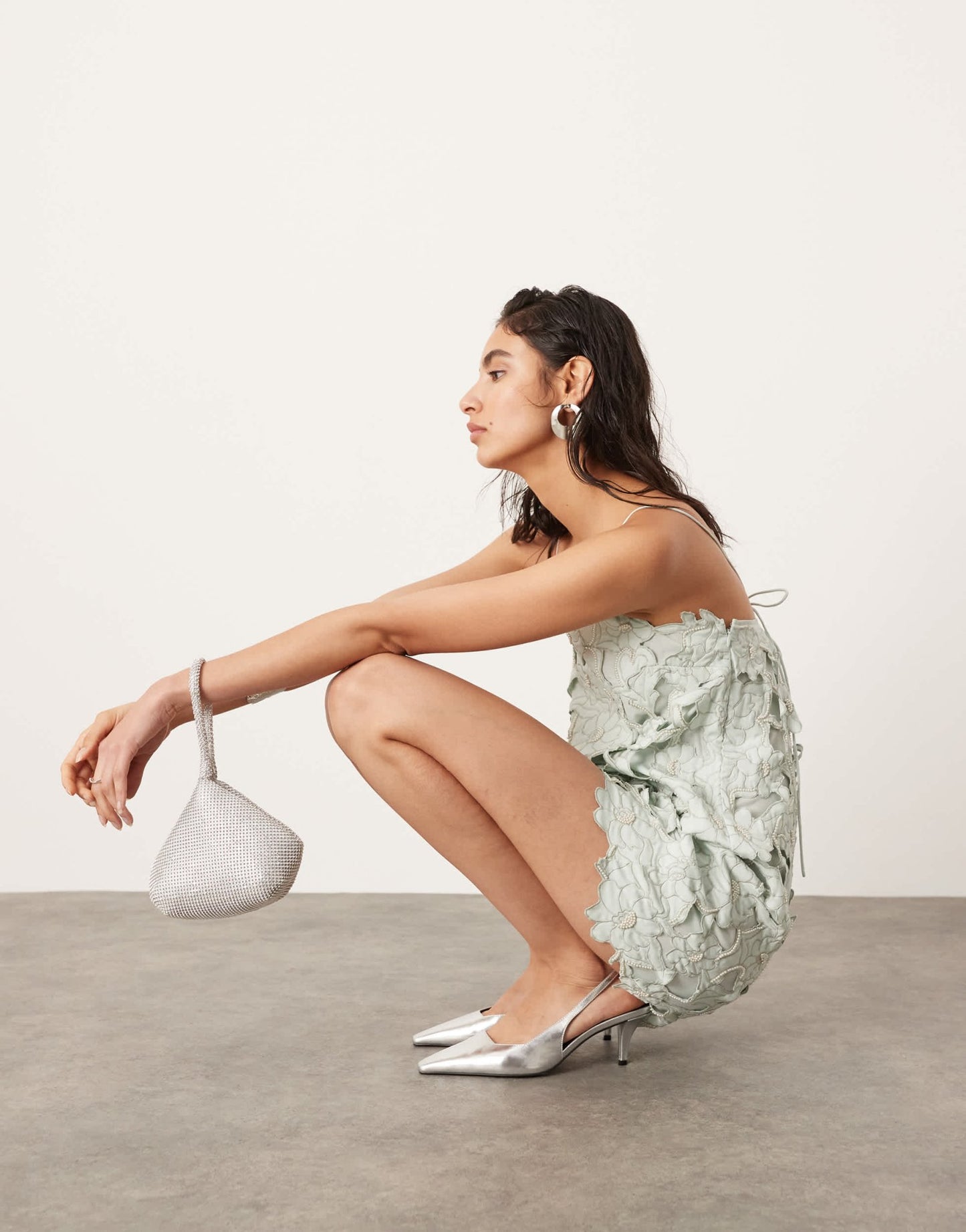 ASOS EDITION floral cutwork cami shift mini dress in light green - ASOS Sample Sale EU Store