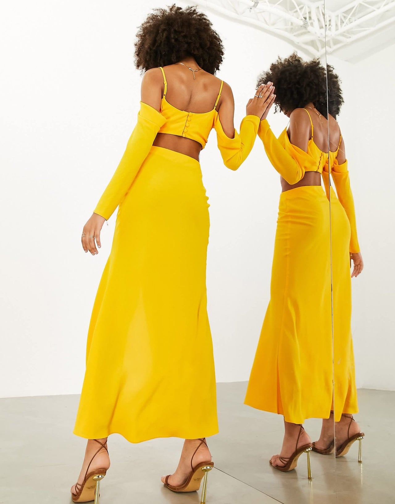 ASOS EDITION high split maxi skirt in orange - ASOS Sample Sale EU Store