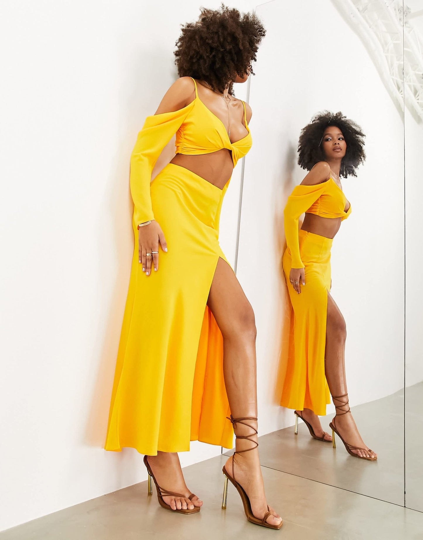ASOS EDITION high split maxi skirt in orange - ASOS Sample Sale EU Store