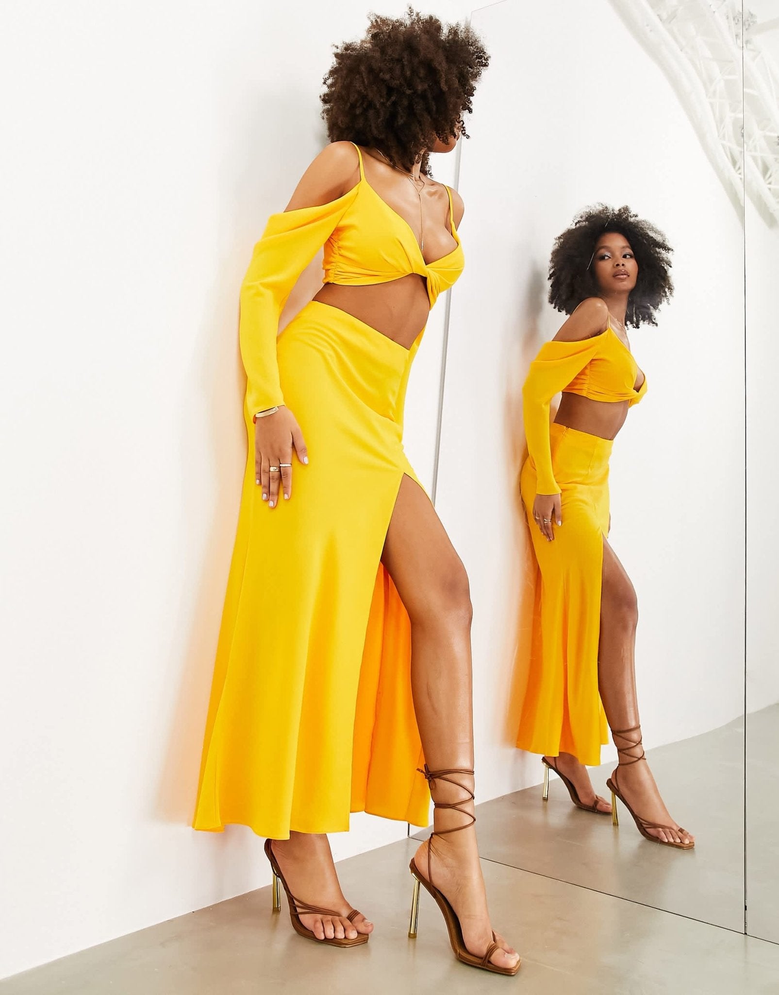 ASOS EDITION high split maxi skirt in orange - ASOS Sample Sale EU Store