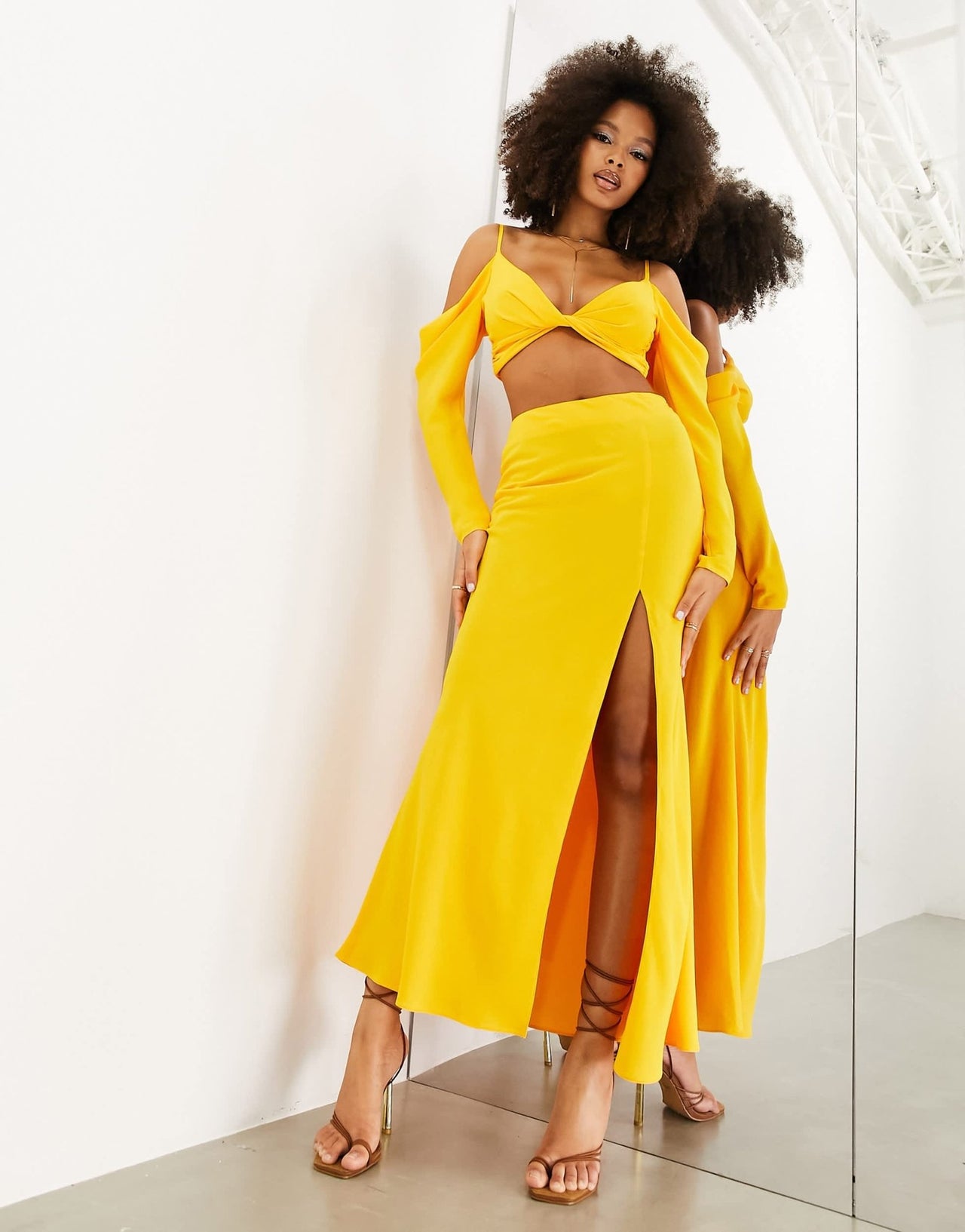 ASOS EDITION high split maxi skirt in orange - ASOS Sample Sale EU Store
