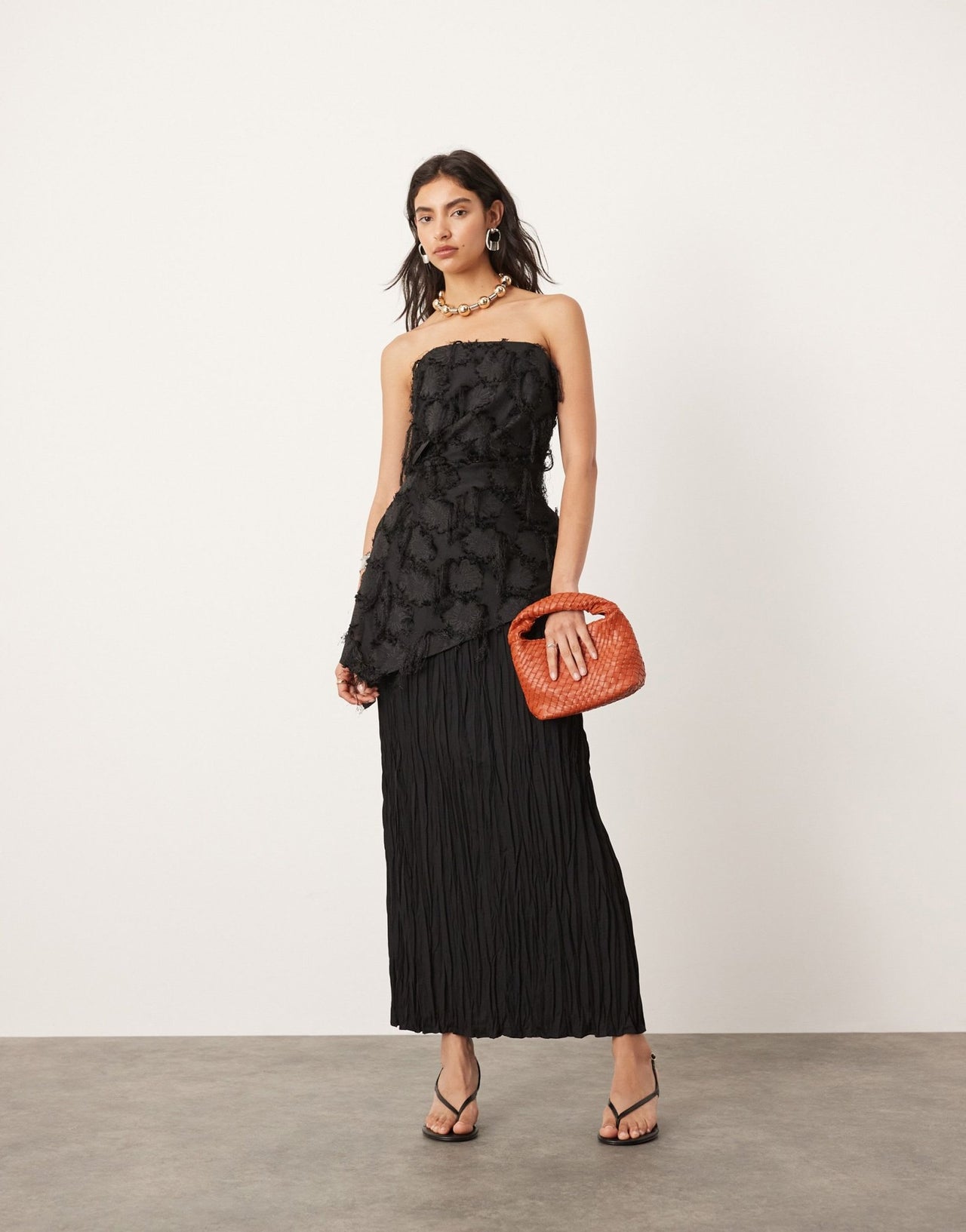 ASOS EDITION jacquard floral bandeau longline top in black - ASOS Sample Sale EU Store