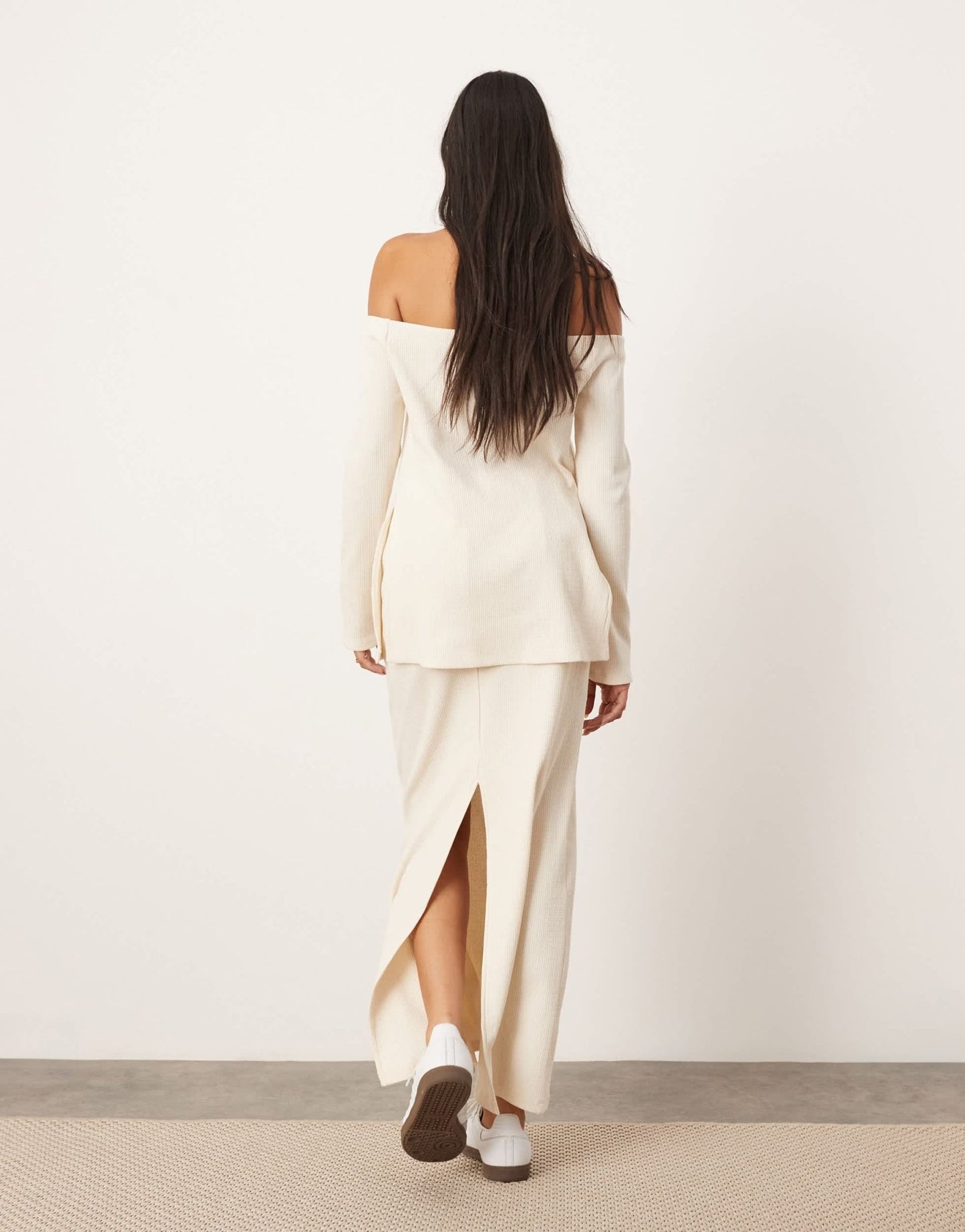 ASOS EDITION jersey maxi skirt with split detail co - ord in cream - ASOS Sample Sale EU Store
