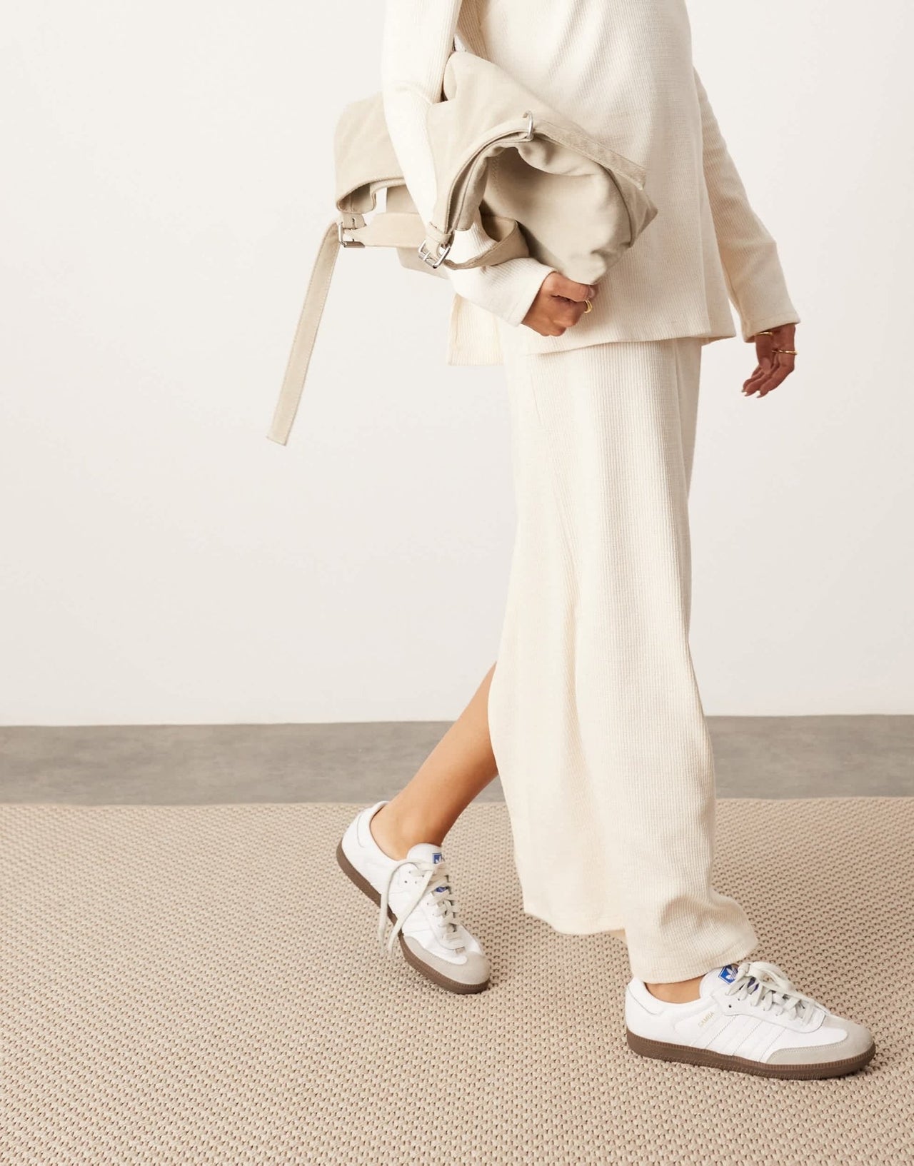 ASOS EDITION jersey maxi skirt with split detail co - ord in cream - ASOS Sample Sale EU Store