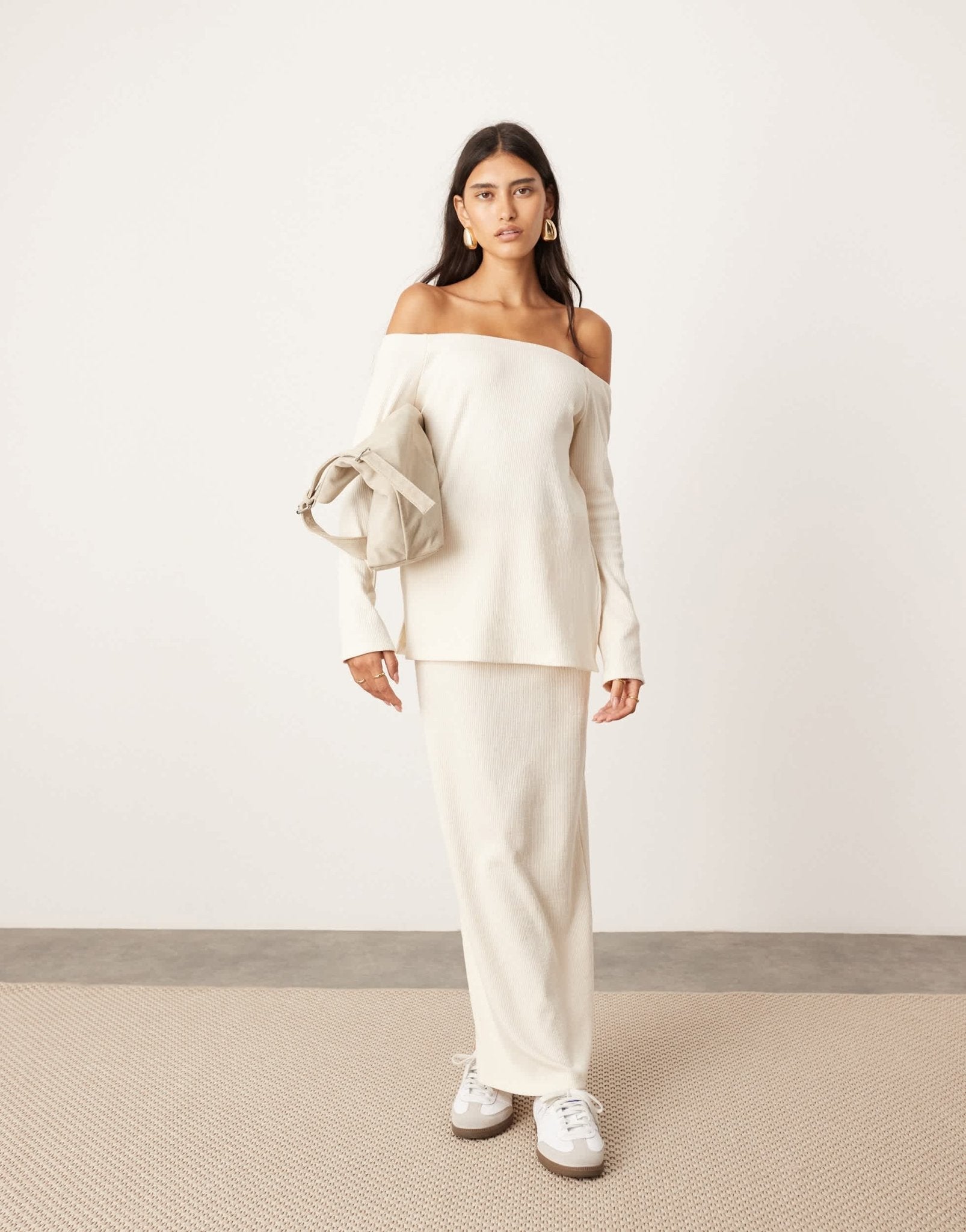 ASOS EDITION jersey maxi skirt with split detail co - ord in cream - ASOS Sample Sale EU Store