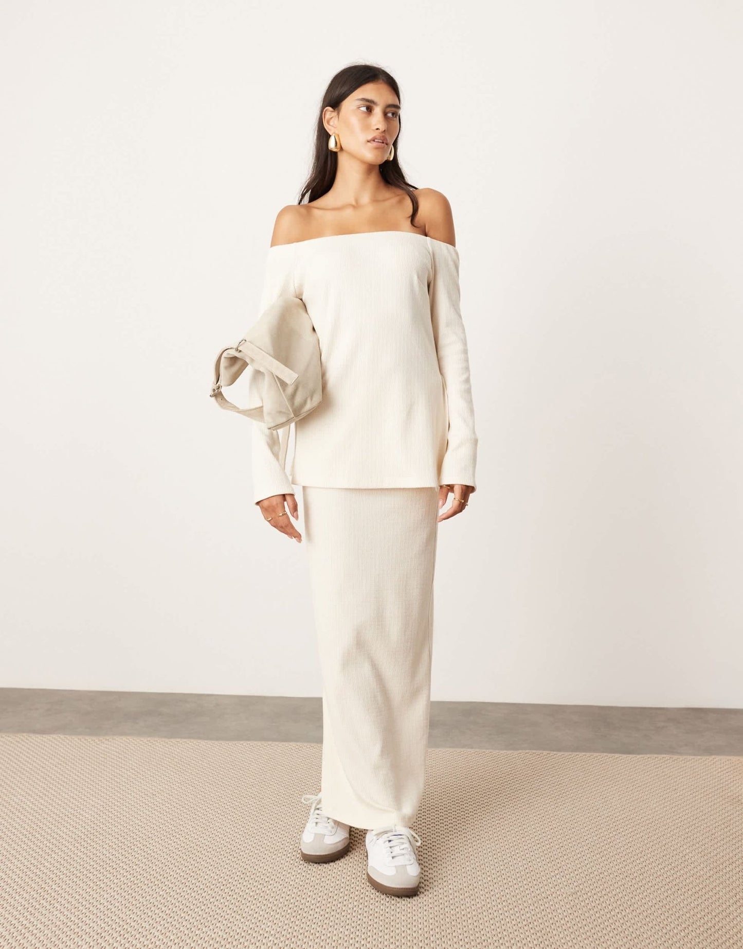 ASOS EDITION jersey maxi skirt with split detail co - ord in cream - ASOS Sample Sale EU Store