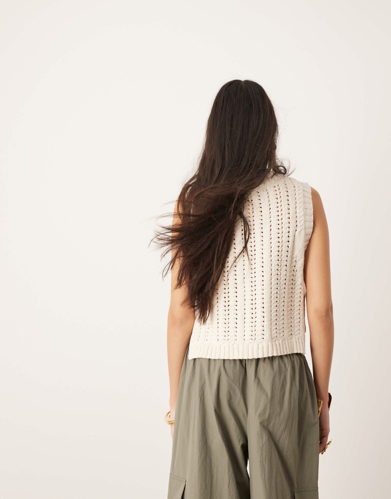 ASOS EDITION knitted tie side chunky vest top in ivory - ASOS Sample Sale EU Store