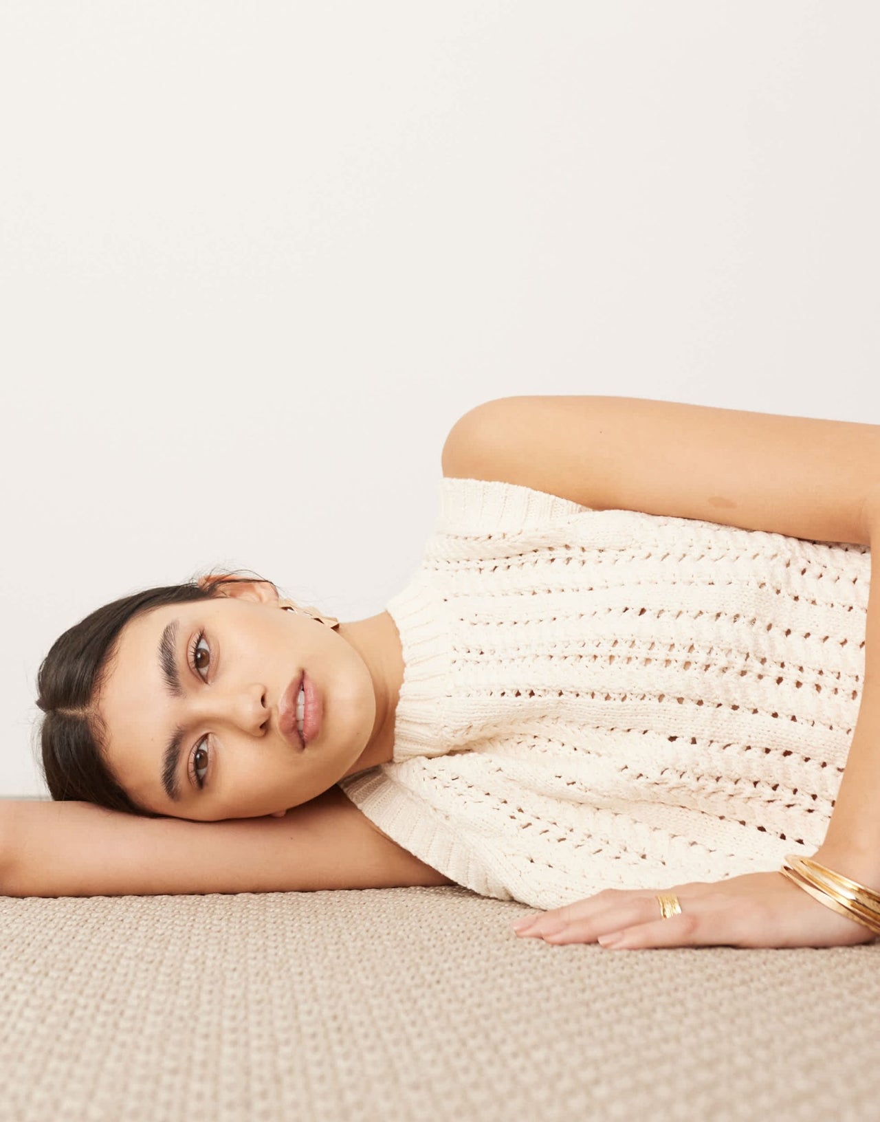 ASOS EDITION knitted tie side chunky vest top in ivory - ASOS Sample Sale EU Store