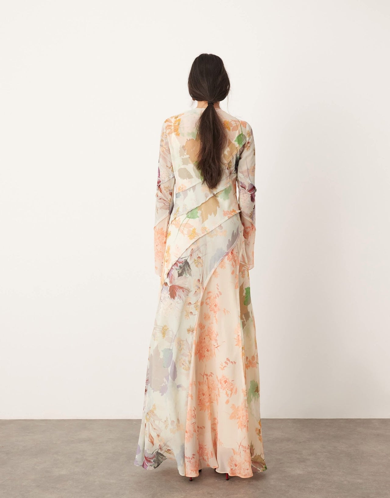 ASOS EDITION long sleeve bias panelled maxi dress in pink floral print - ASOS Sample Sale EU Store