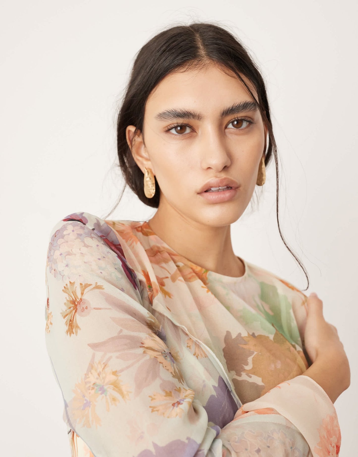 ASOS EDITION long sleeve bias panelled maxi dress in pink floral print - ASOS Sample Sale EU Store