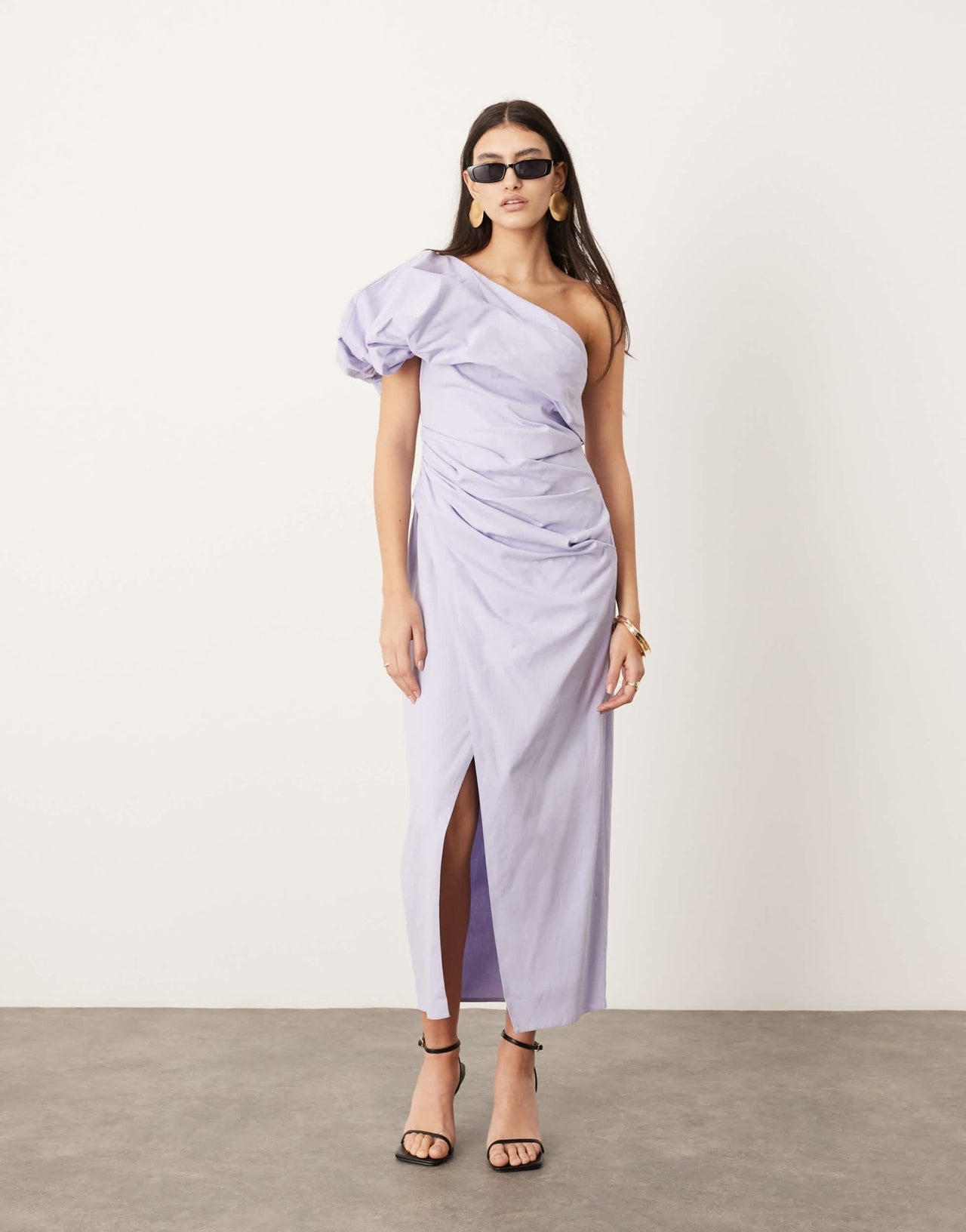 ASOS EDITION one shoulder ruched maxi dress in lilac – ASOS Sample Sale EU Store