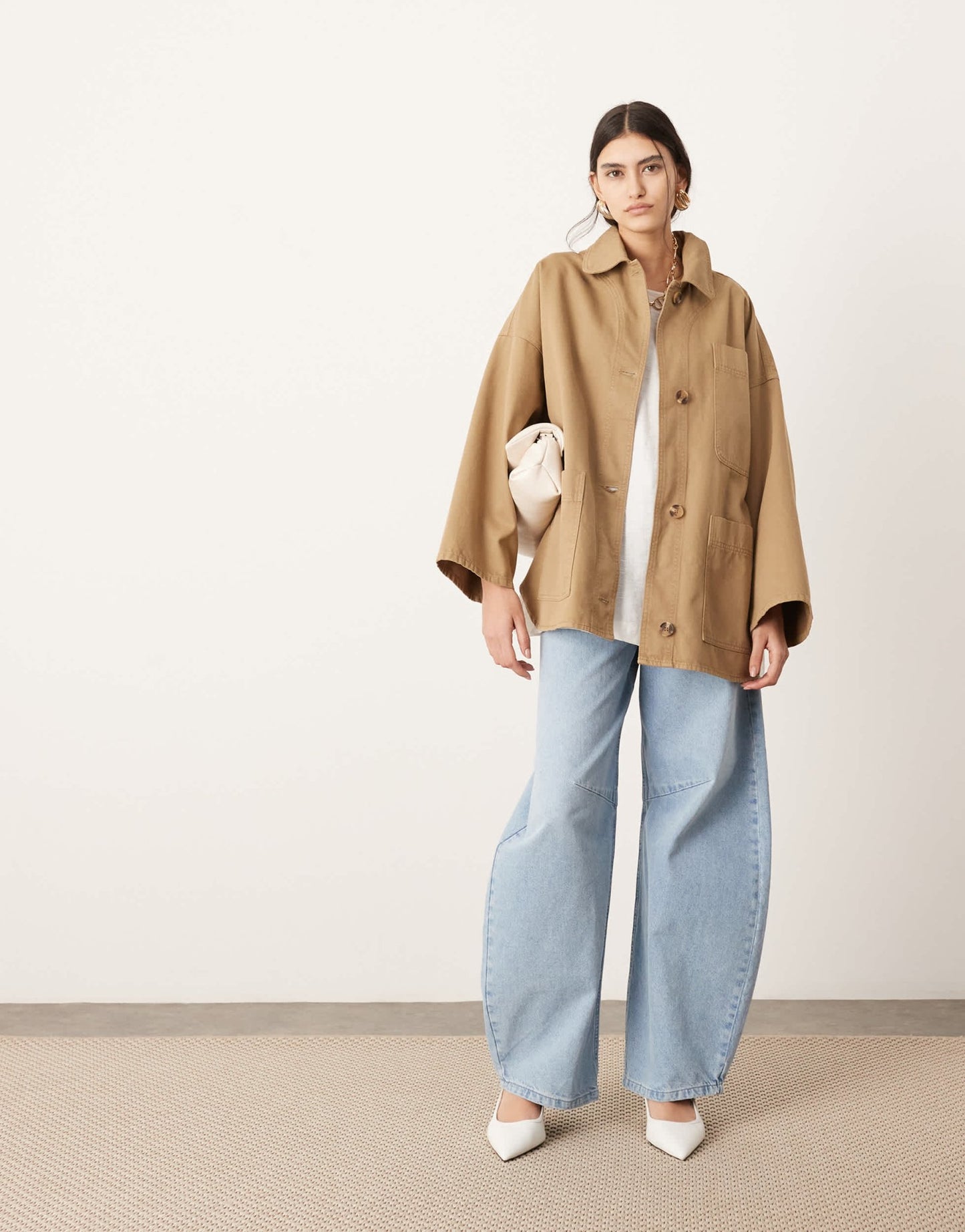 ASOS EDITION oversized mansy shacket in stone - ASOS Sample Sale EU Store