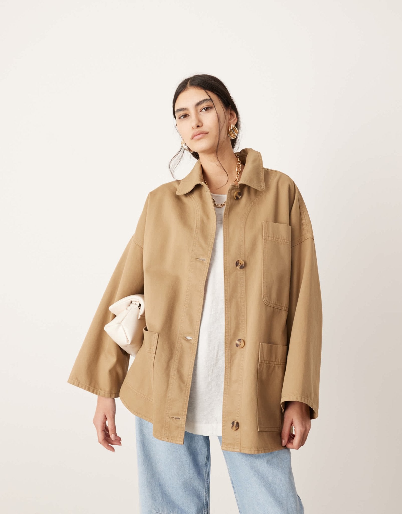ASOS EDITION oversized mansy shacket in stone - ASOS Sample Sale EU Store