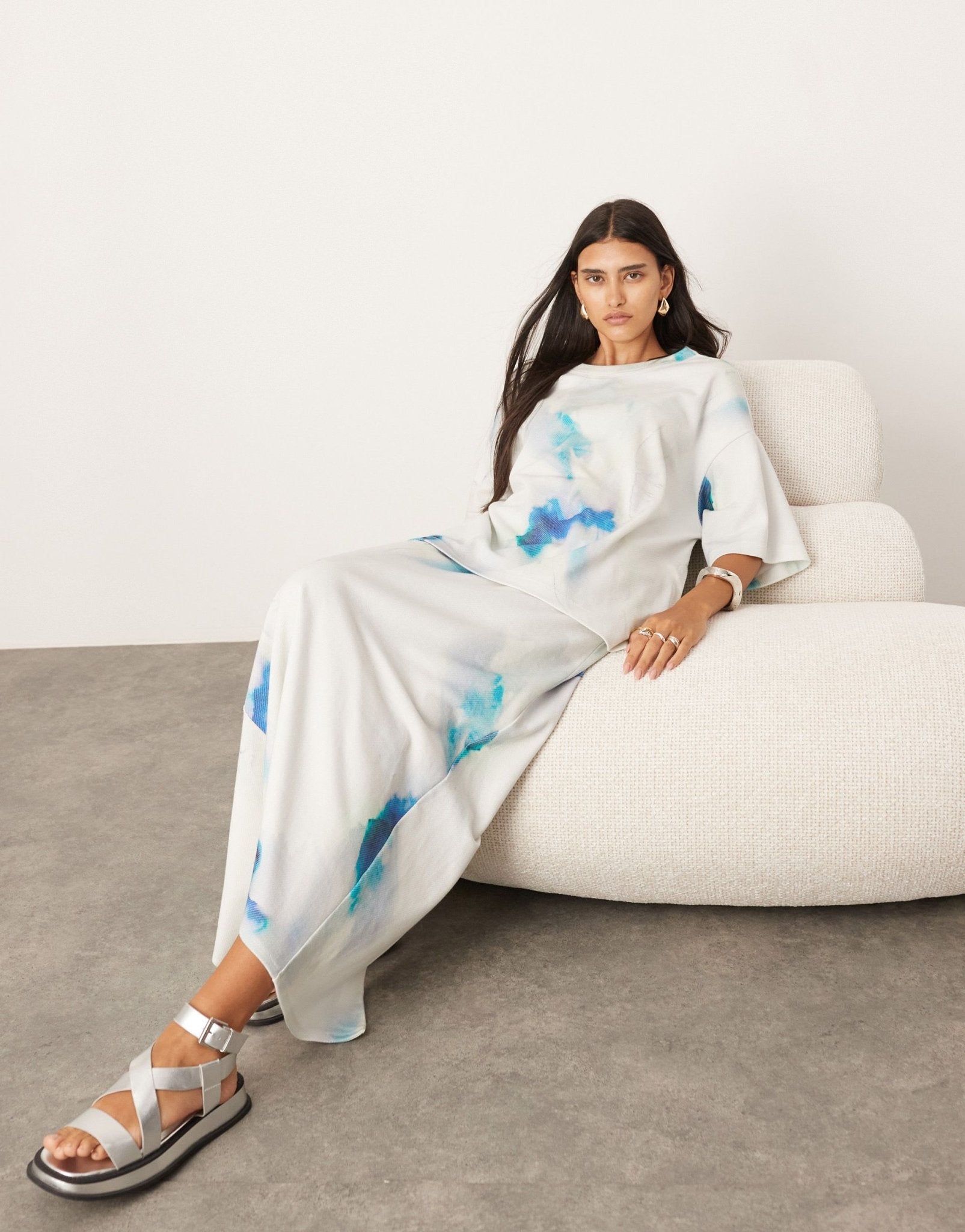 ASOS EDITION premium heavy weight textured jersey column maxi skirt co - ord in blurred print - ASOS Sample Sale EU Store