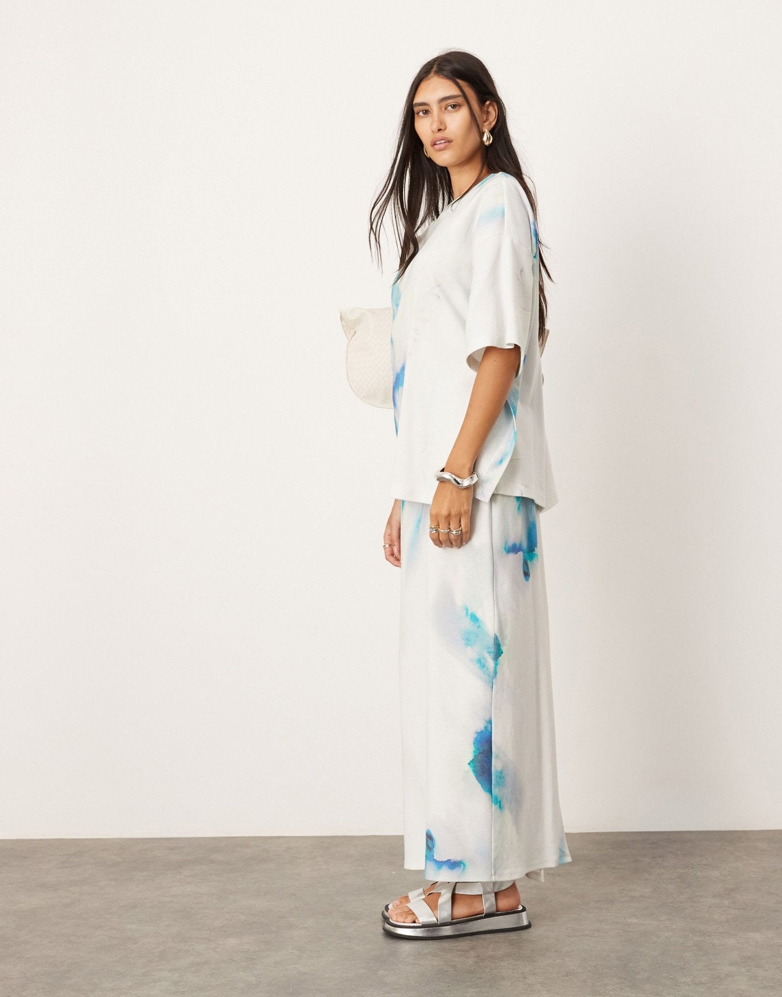 ASOS EDITION premium heavy weight textured jersey column maxi skirt co - ord in blurred print - ASOS Sample Sale EU Store