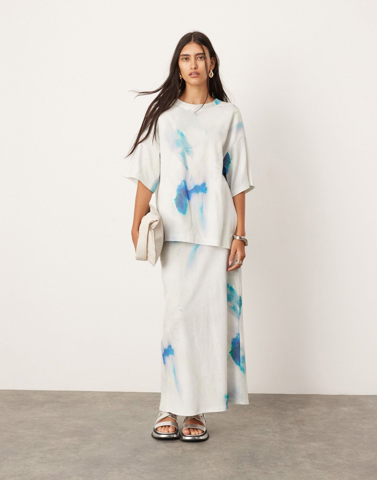 ASOS EDITION premium heavy weight textured jersey column maxi skirt co - ord in blurred print - ASOS Sample Sale EU Store