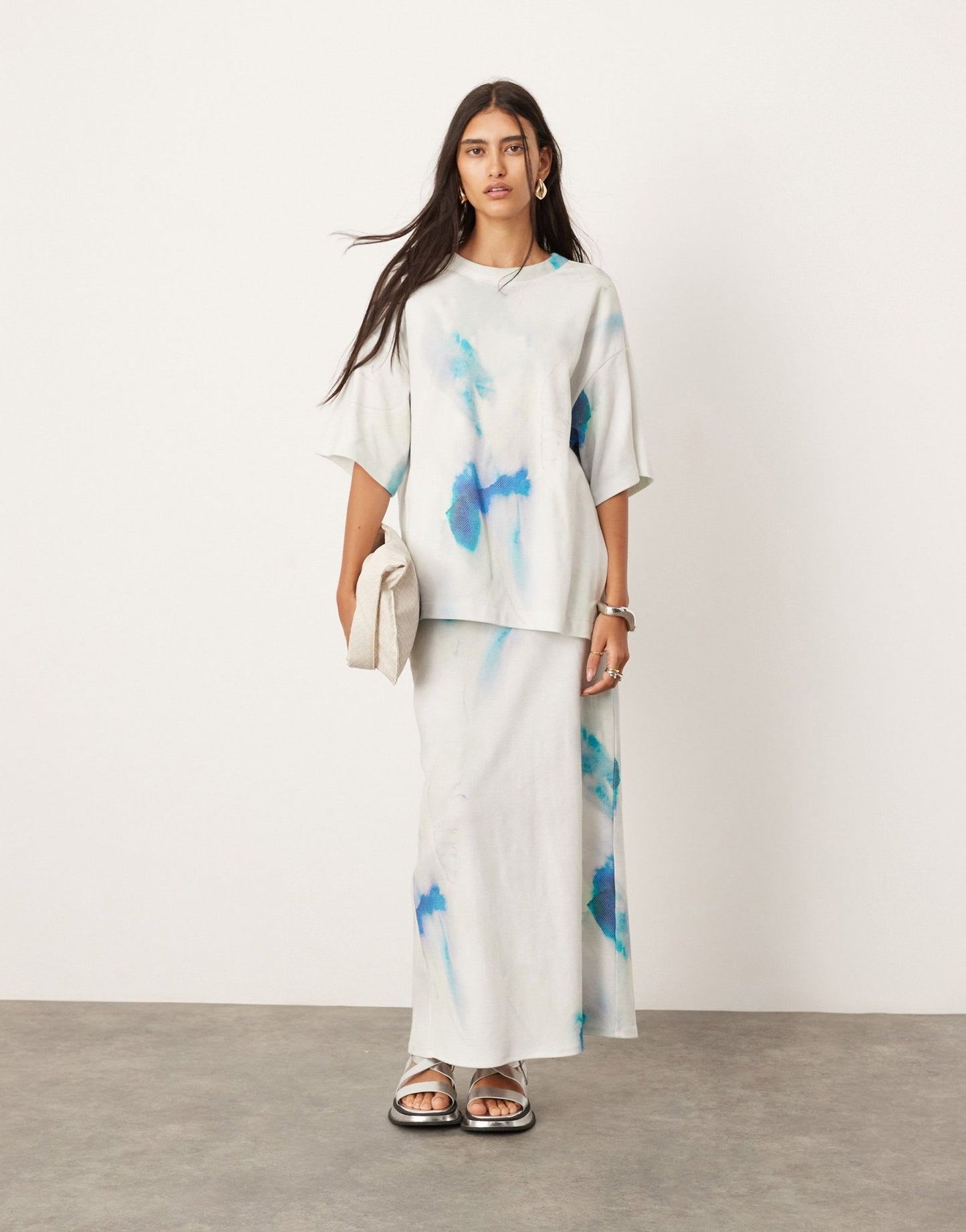ASOS EDITION premium heavy weight textured jersey column maxi skirt co - ord in blurred print - ASOS Sample Sale EU Store