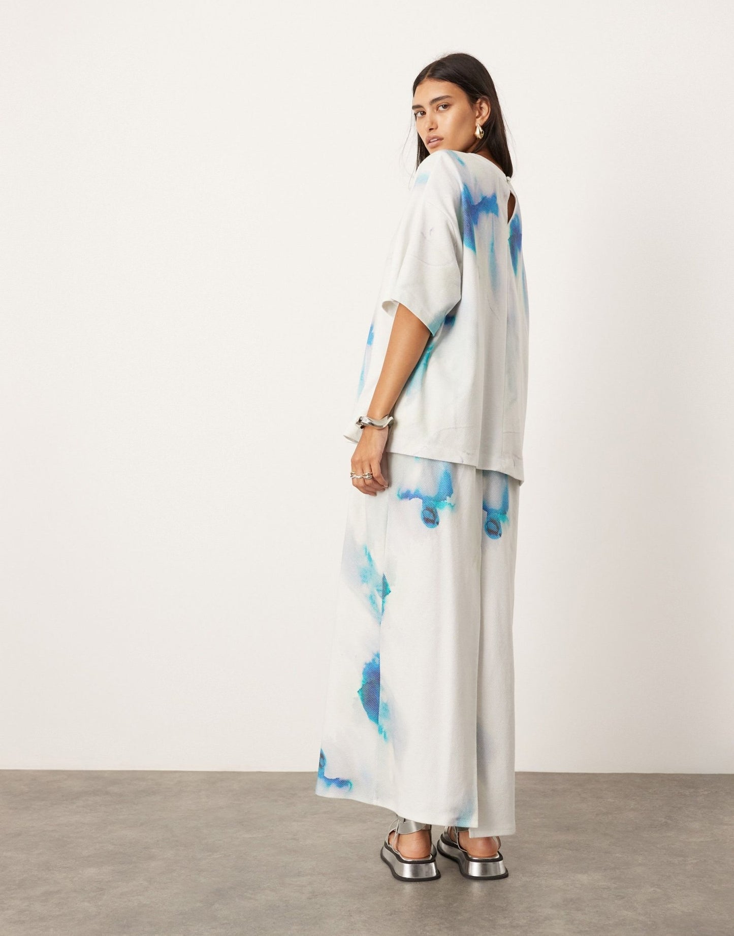 ASOS EDITION premium heavy weight textured jersey column maxi skirt co - ord in blurred print - ASOS Sample Sale EU Store