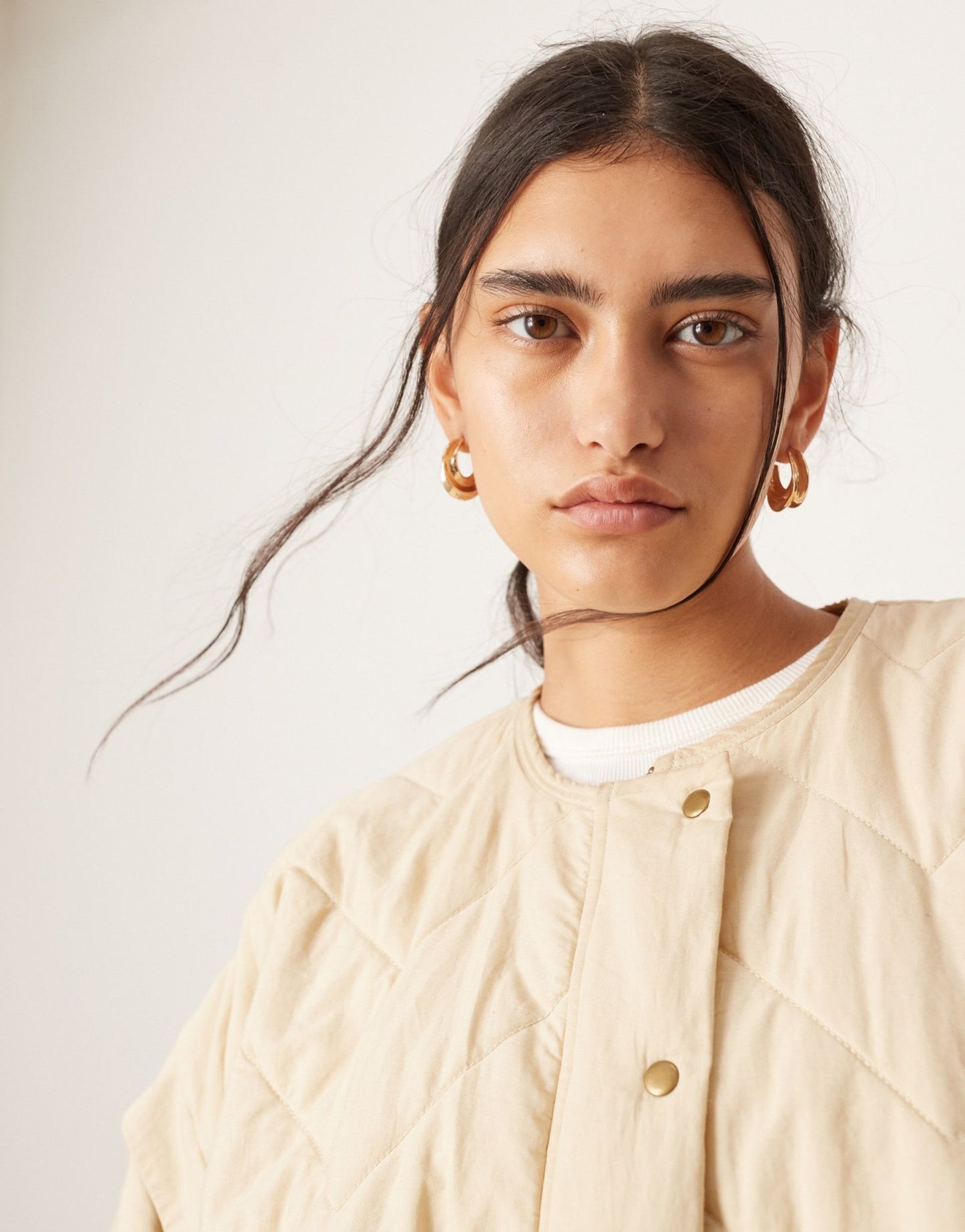 ASOS EDITION quilted bomber shacket with drawstring waist in stone - ASOS Sample Sale EU Store