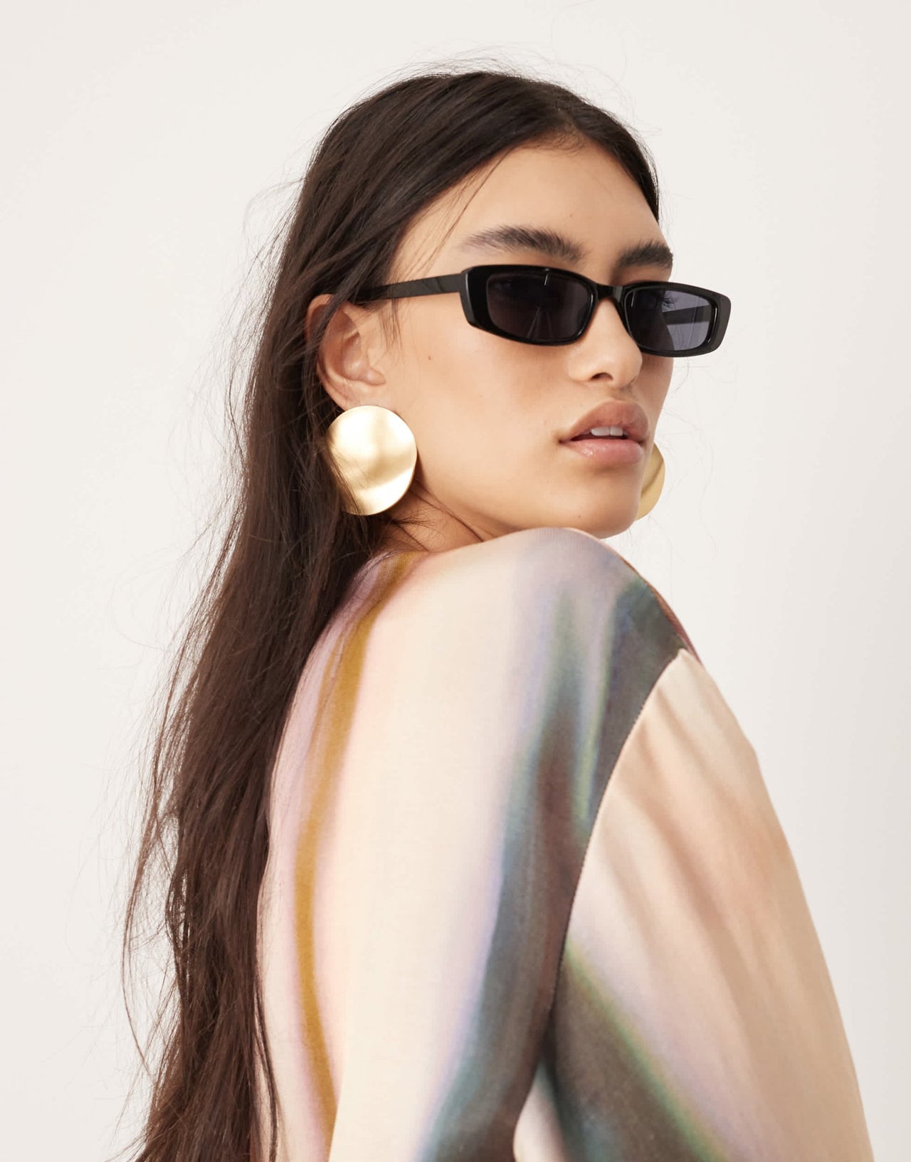 ASOS EDITION satin long sleeve top in blurred stripe - ASOS Sample Sale EU Store