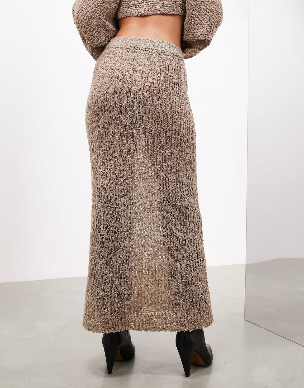 ASOS EDITION semi sheer column knitted maxi skirt in mocha - ASOS Sample Sale EU Store