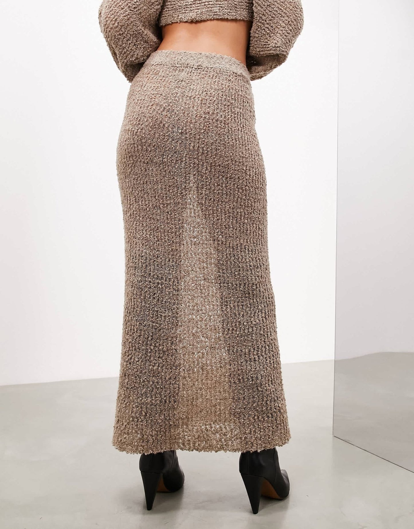 ASOS EDITION semi sheer column knitted maxi skirt in mocha - ASOS Sample Sale EU Store