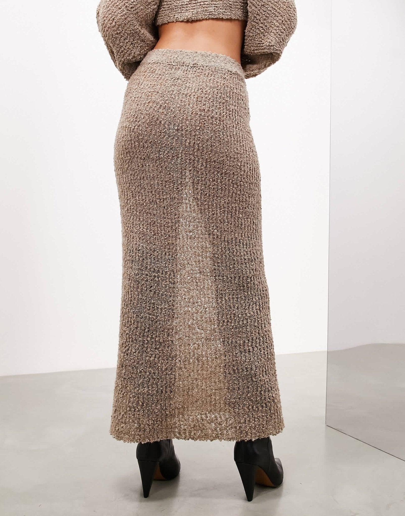ASOS EDITION semi sheer column knitted maxi skirt in mocha - ASOS Sample Sale EU Store
