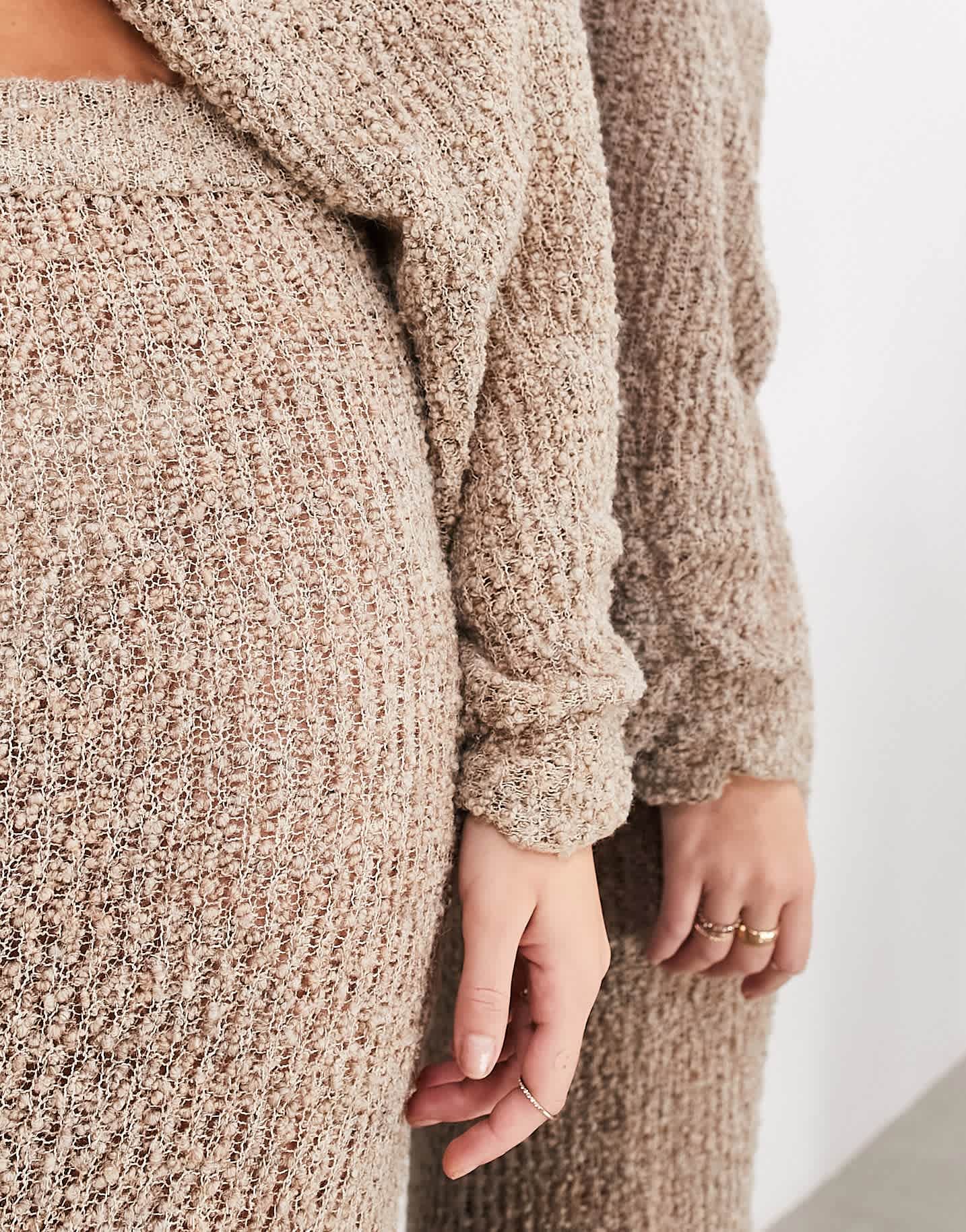ASOS EDITION semi sheer column knitted maxi skirt in mocha - ASOS Sample Sale EU Store