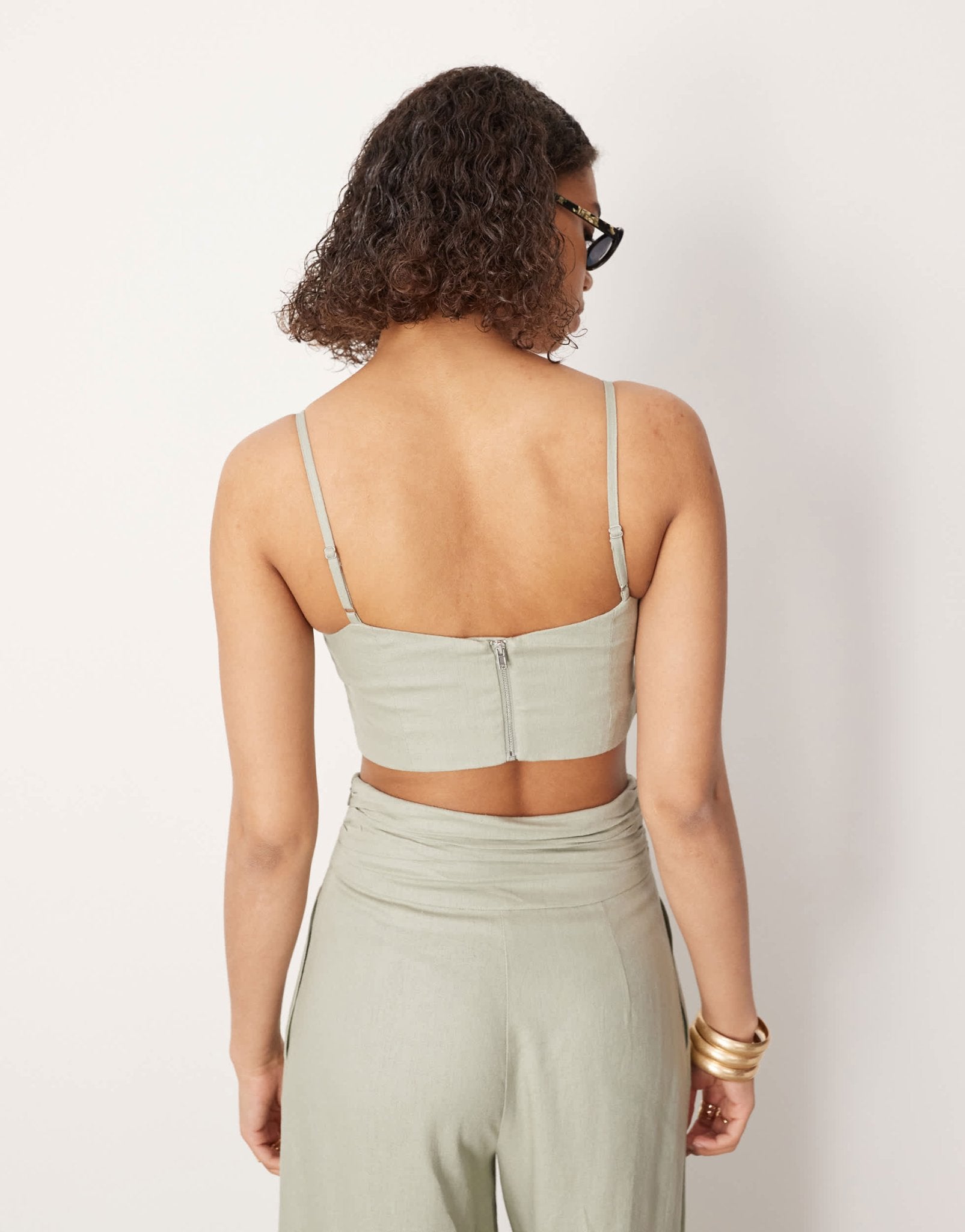 ASOS EDITION square neck cami crop top co - ord in dusky green - ASOS Sample Sale EU Store