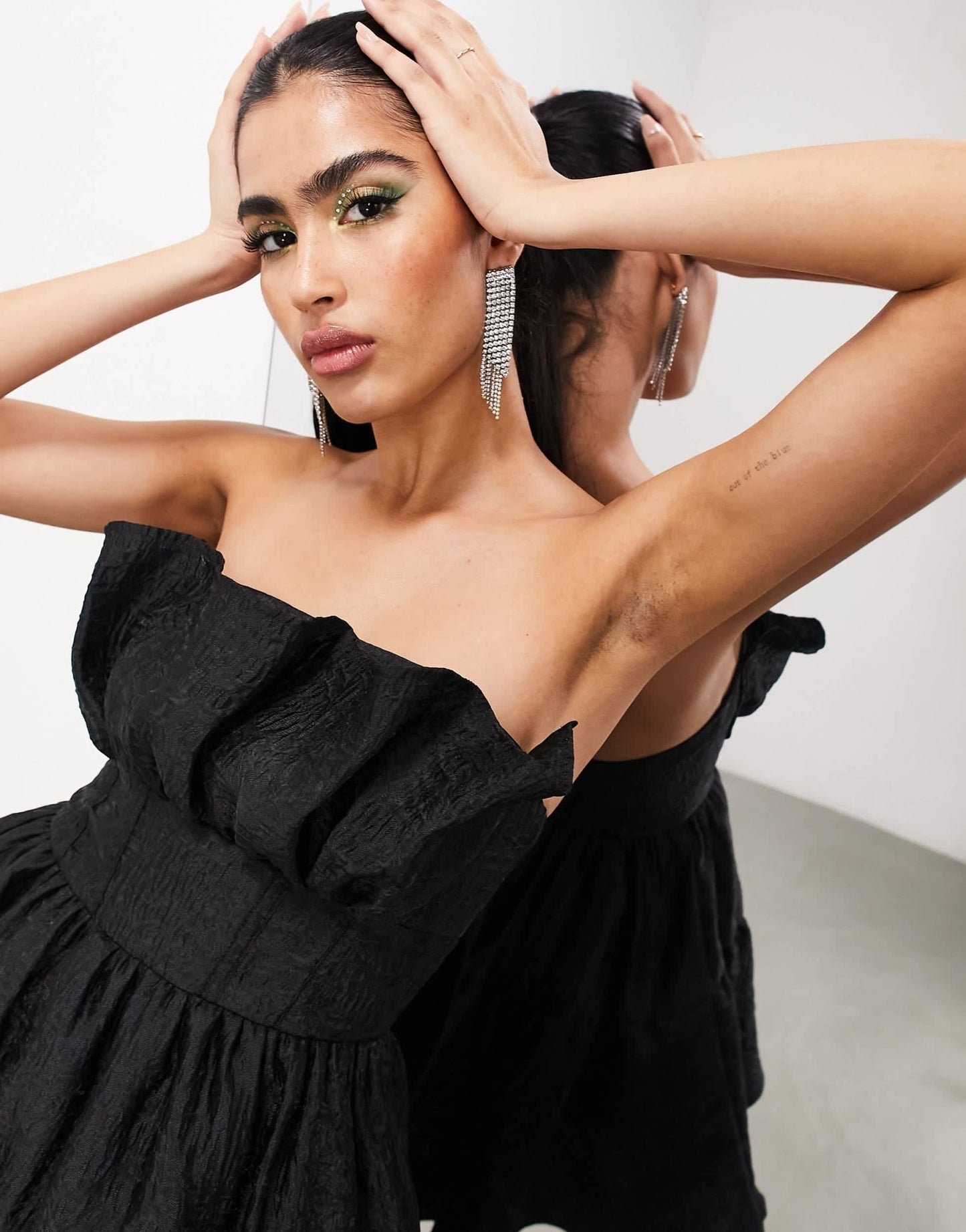 ASOS EDITION statement jacquard full mini bandeau dress in black - ASOS Sample Sale EU Store