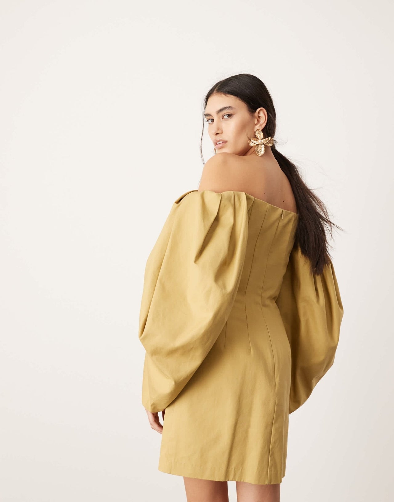 ASOS EDITION structured bardot mini dress in honey - ASOS Sample Sale EU Store
