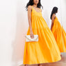 Robe maxi à volants super ample à col rond ASOS EDITION en orange souci