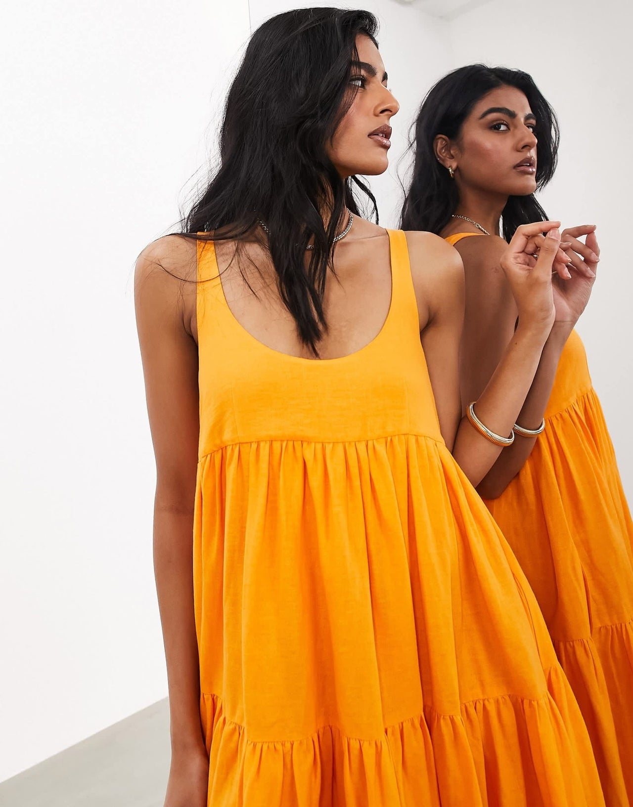 ASOS EDITION super full scoop neck tiered maxi dress in marigold orange - ASOS Sample Sale EU Store
