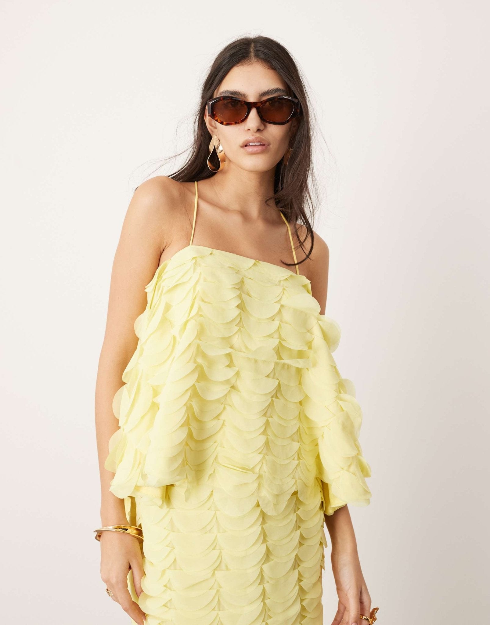 ASOS EDITION textured circle drape cami top co - ord in lemon - ASOS Sample Sale EU Store