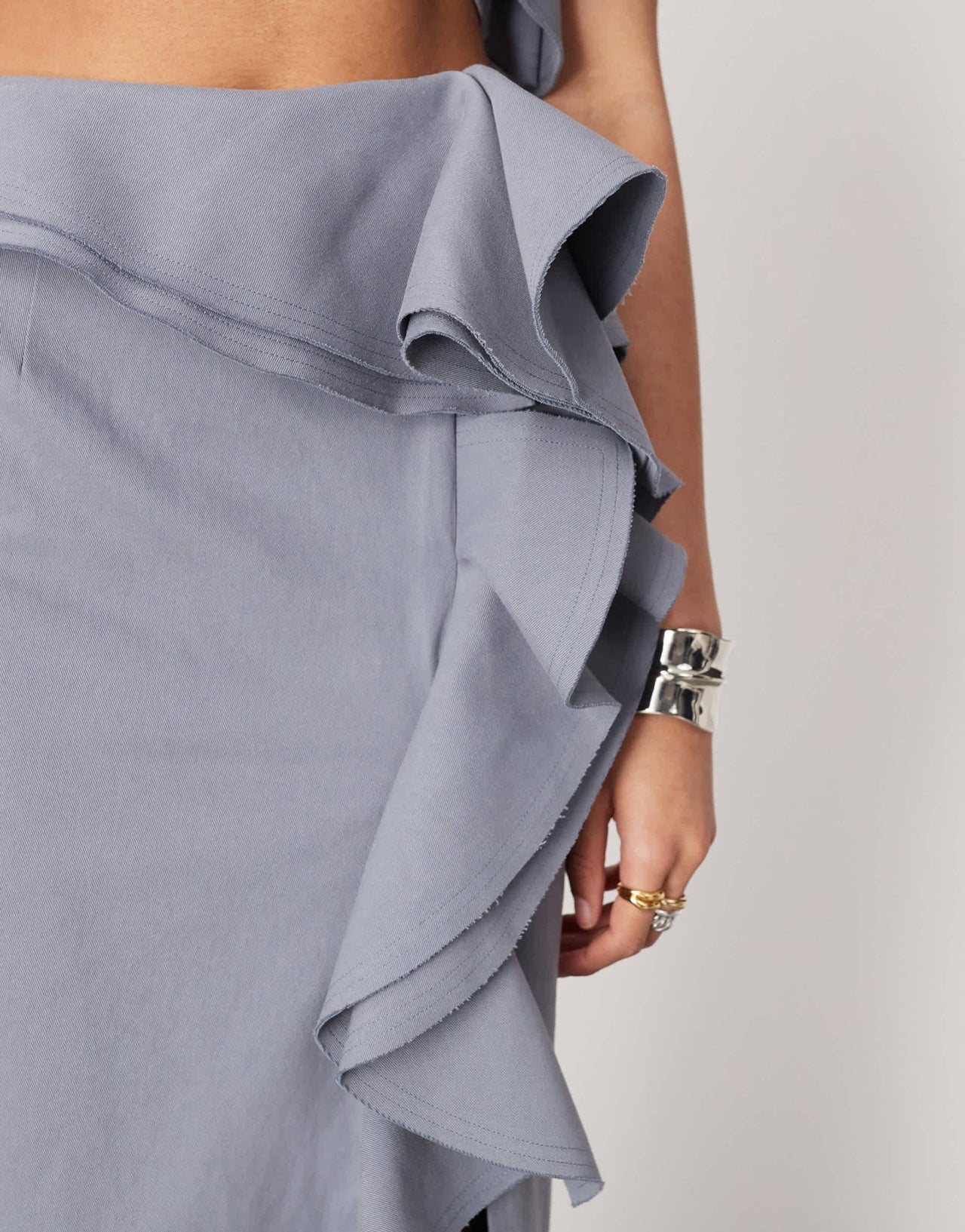 ASOS EDITION ultimate raw edge ruffle maxi skirt co - ord in blue - ASOS Sample Sale EU Store