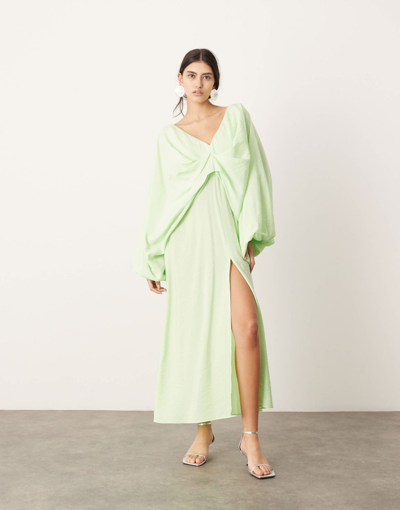 ASOS EDITION v neck drapey maxi dress in green - ASOS Sample Sale EU Store