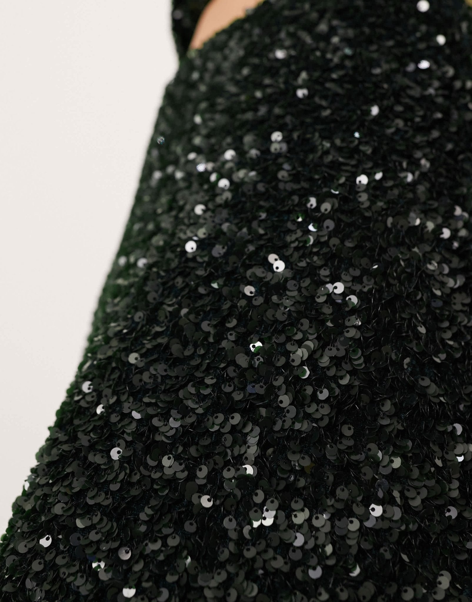ASOS EDITION velvet allover sequin asymmetric hem skirt co - ord in dark green - ASOS Sample Sale EU Store