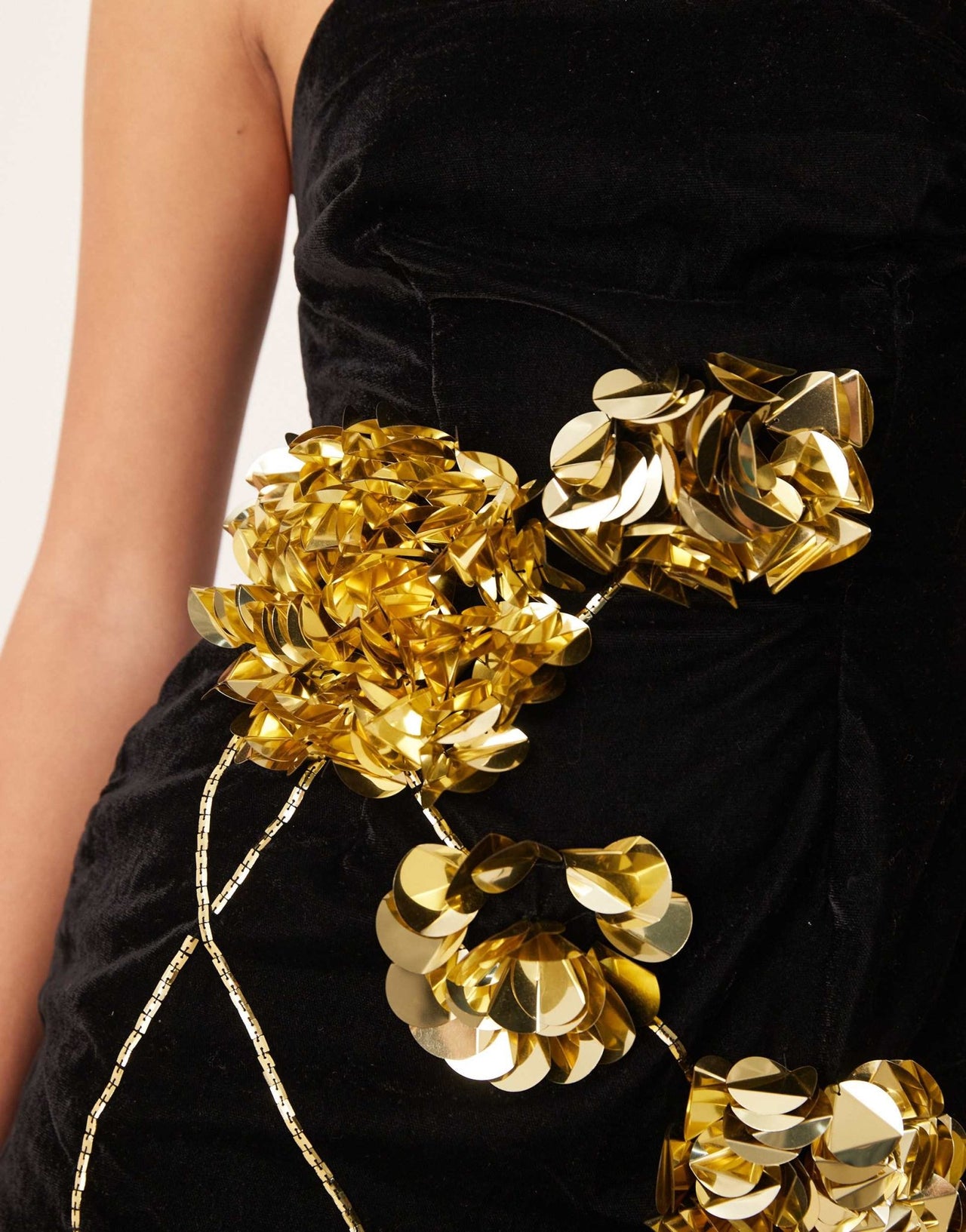 ASOS EDITION velvet sculptural floral embellished bandeau mini dress in black - ASOS Sample Sale EU Store