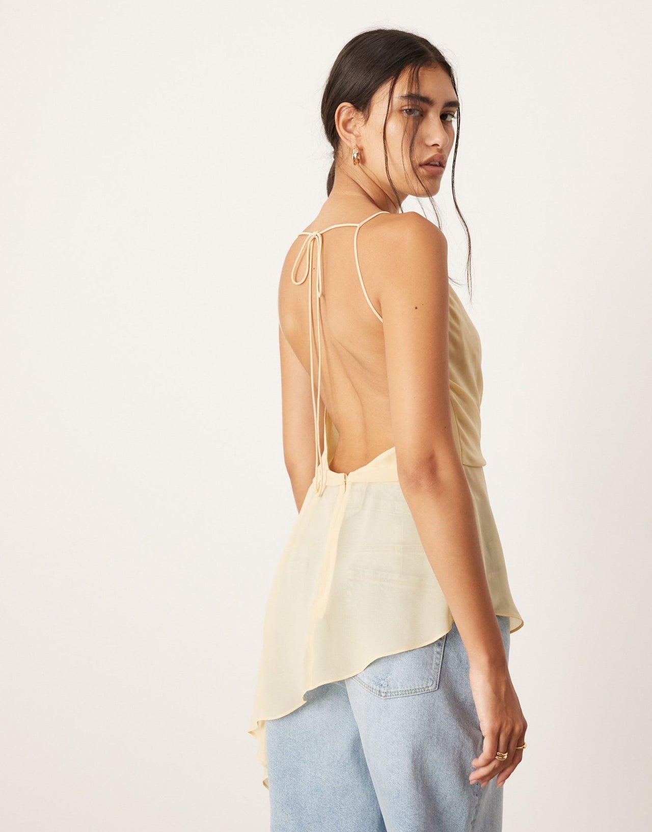 ASOS EDITION wrap front cami top with asymmetric hem in lemon - ASOS Sample Sale EU Store